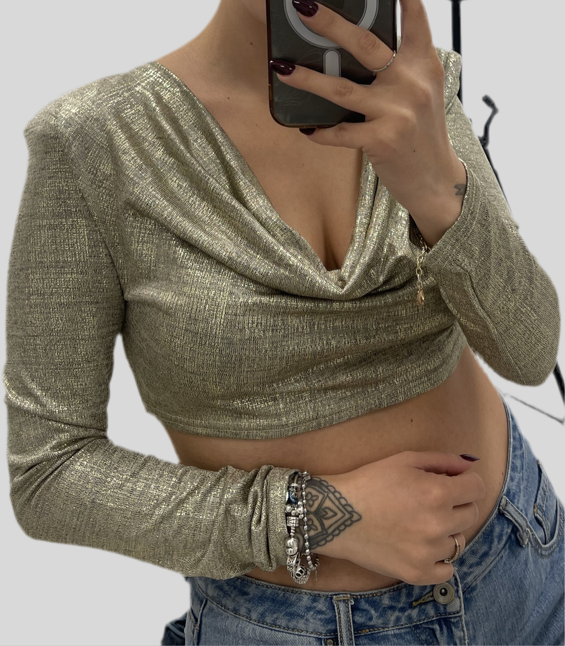 Top Scollo Cascata Satin Gold