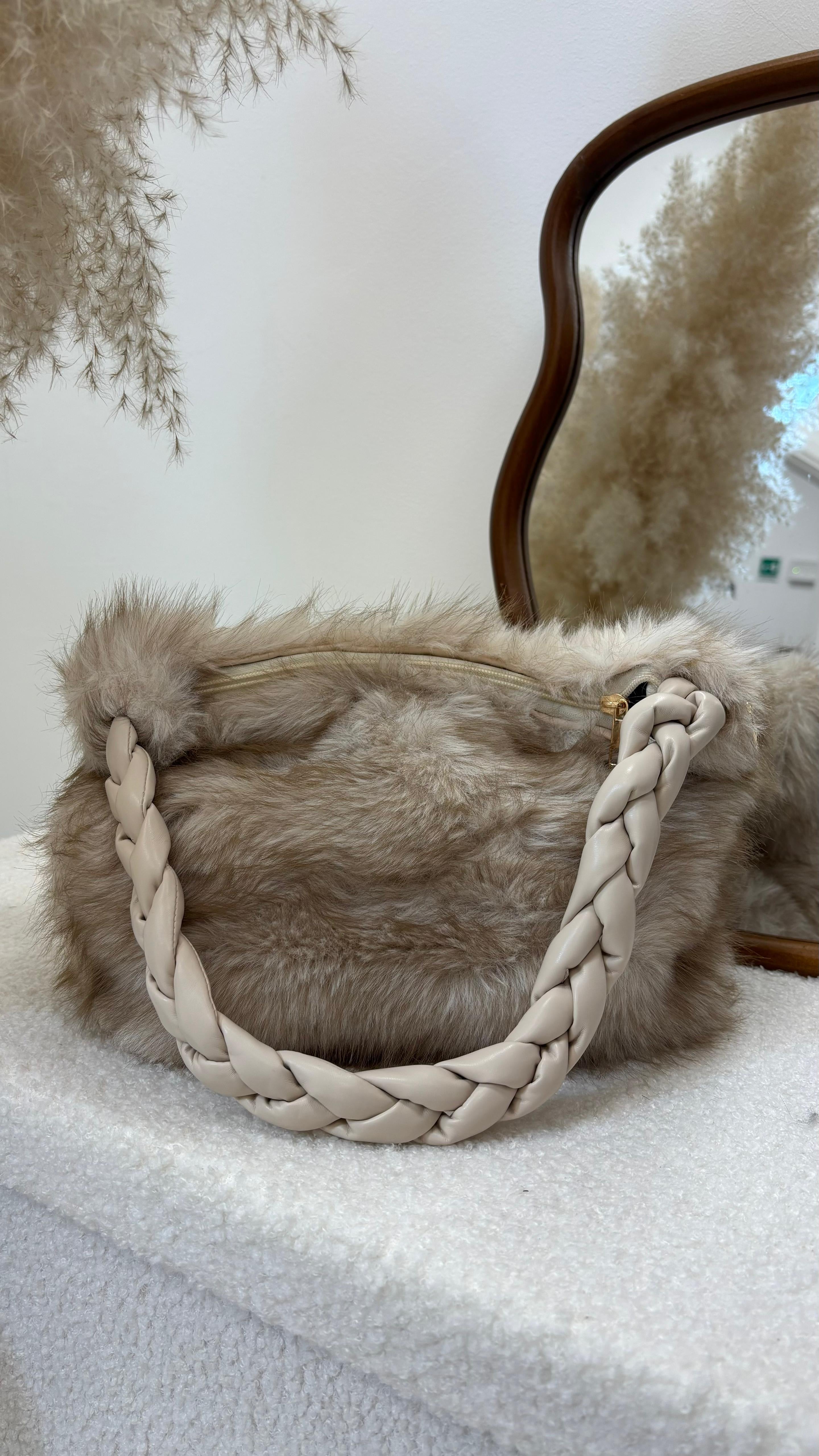 Bag Ecofur Manico Ecopelle Burro