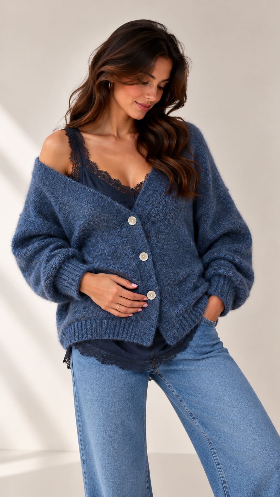 Cardigan Soft Touch Blu