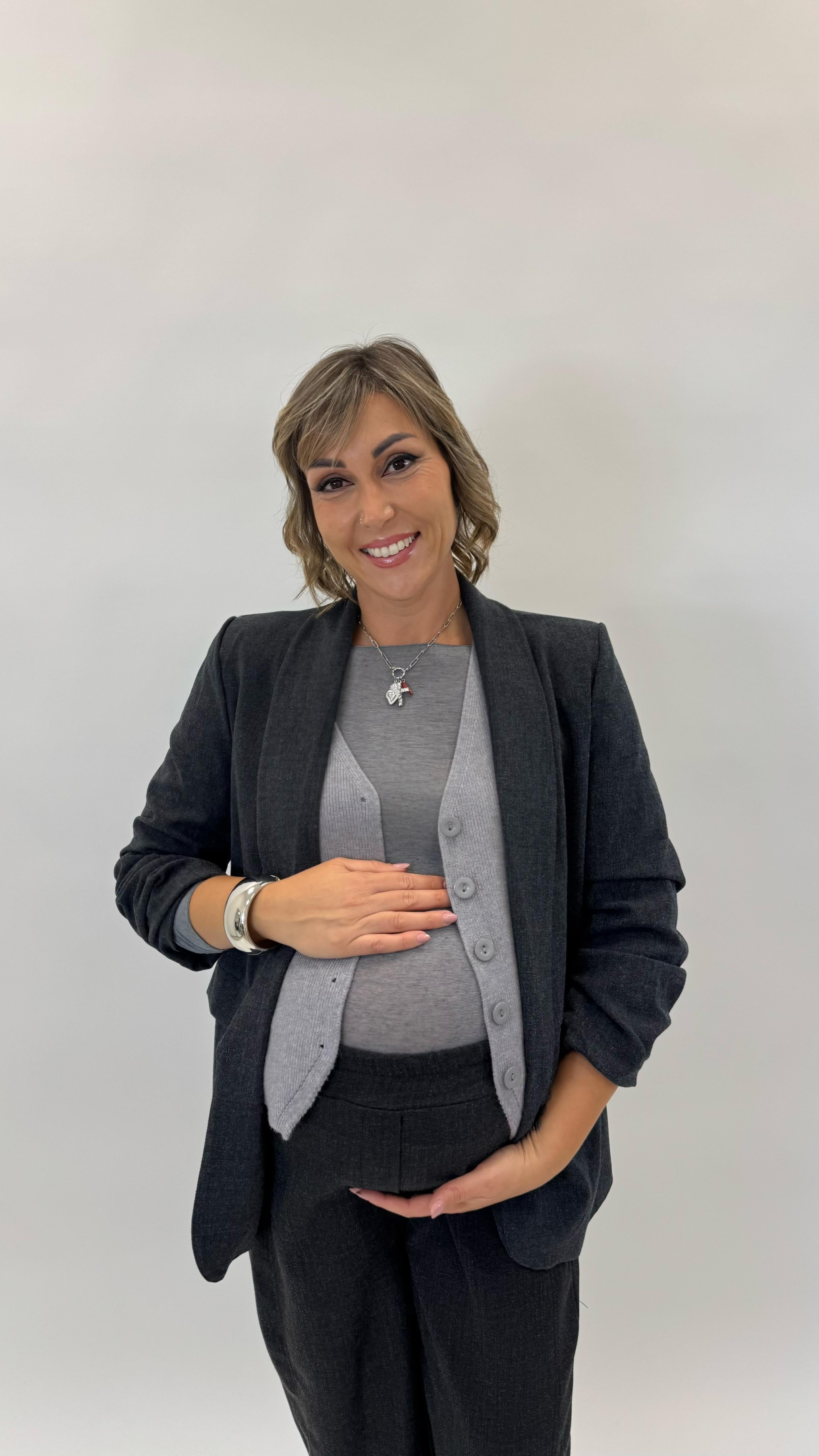 Gilet In Maglina Morbida Grigio Perla