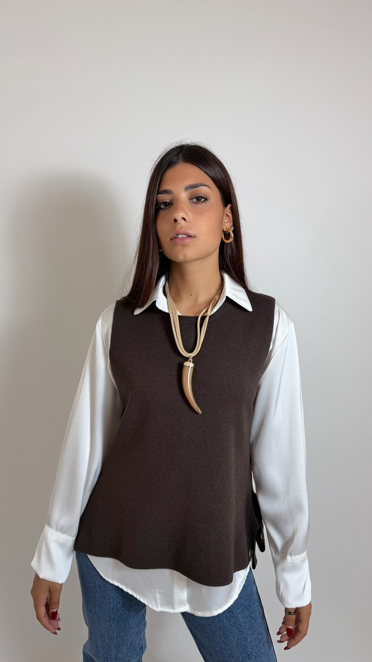 Gilet Side Bow Choco