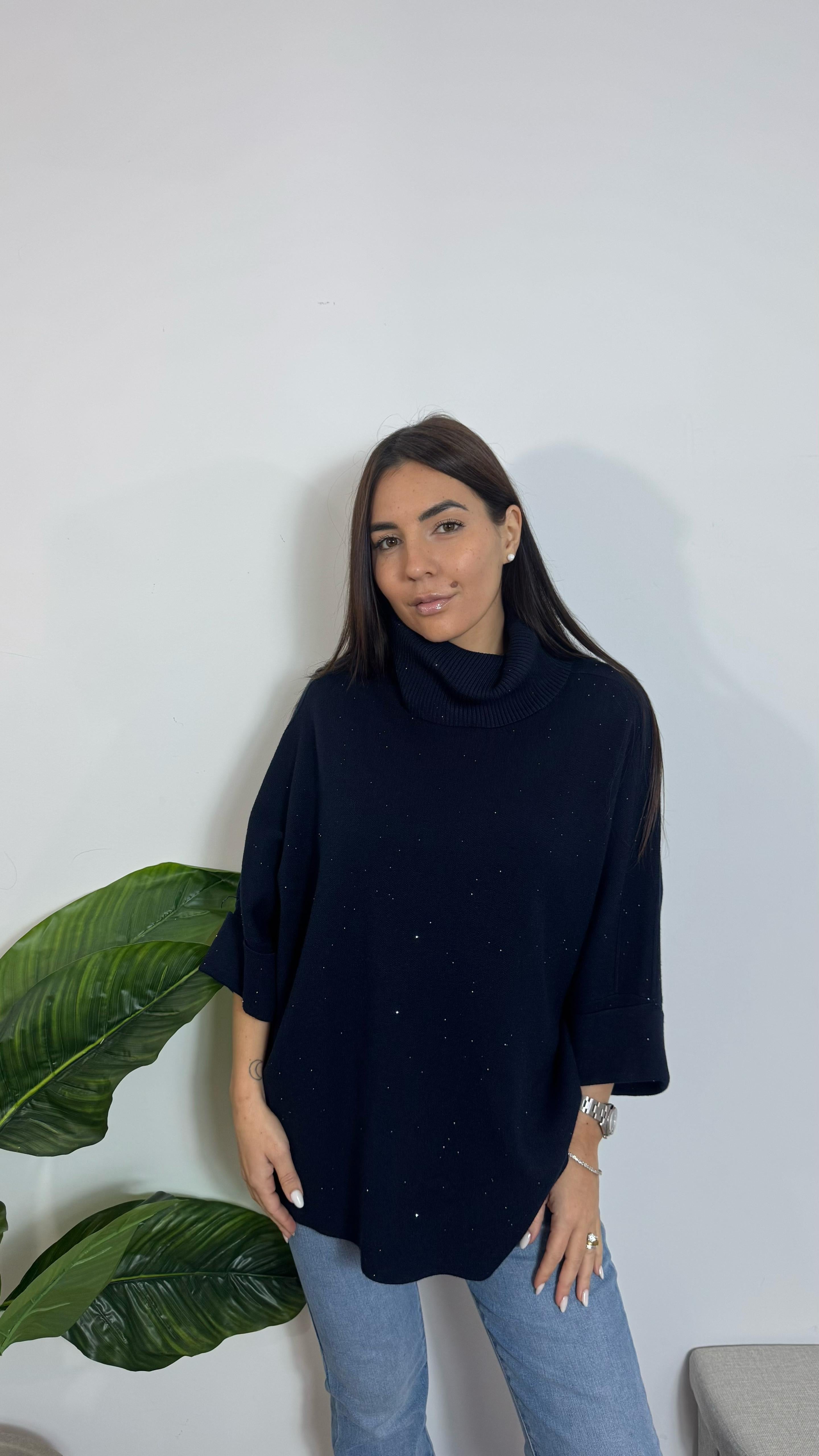 Pull Oversize Punti Luce Blu Notte