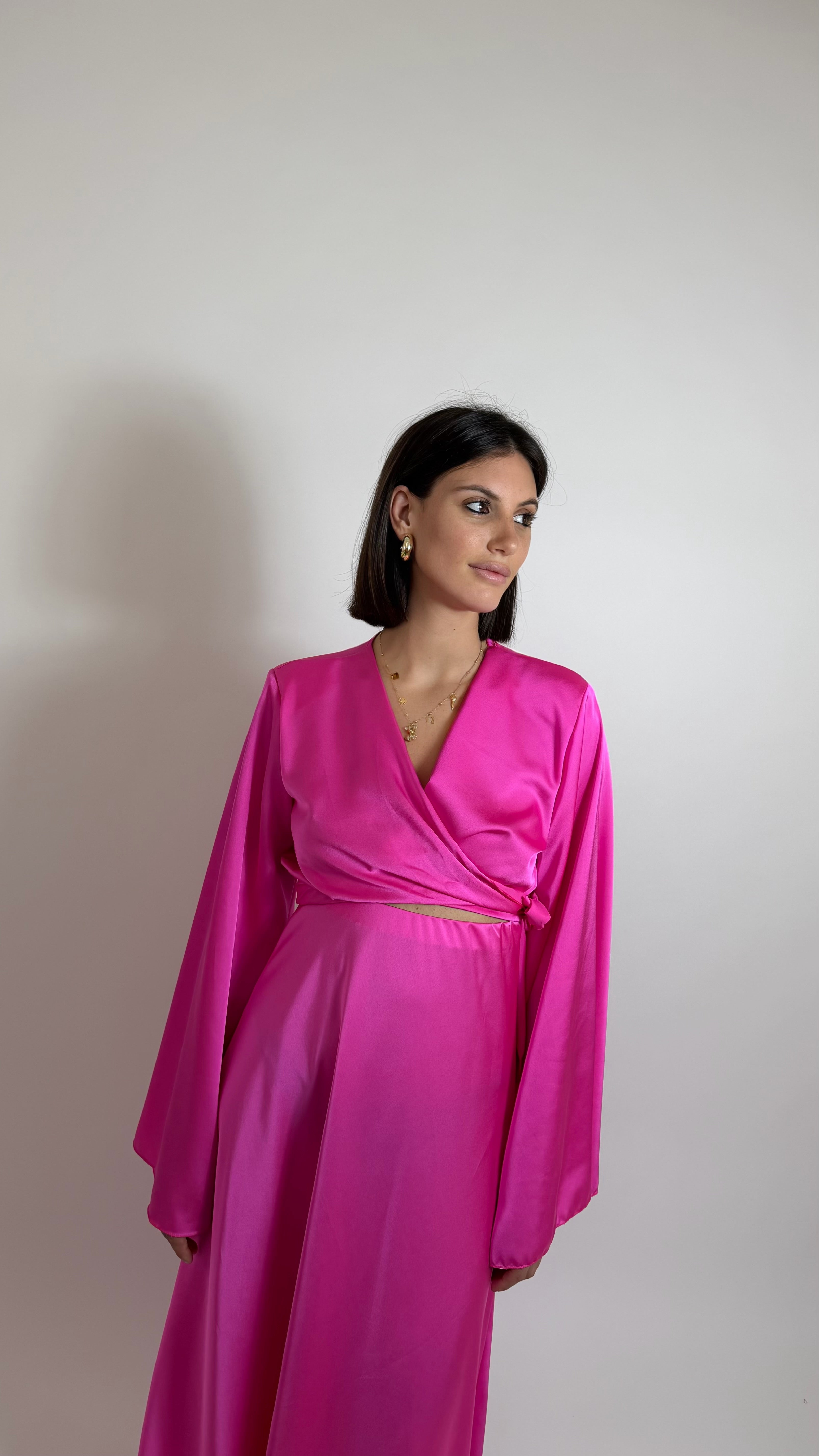 Set Silk Top & Skirt Pink