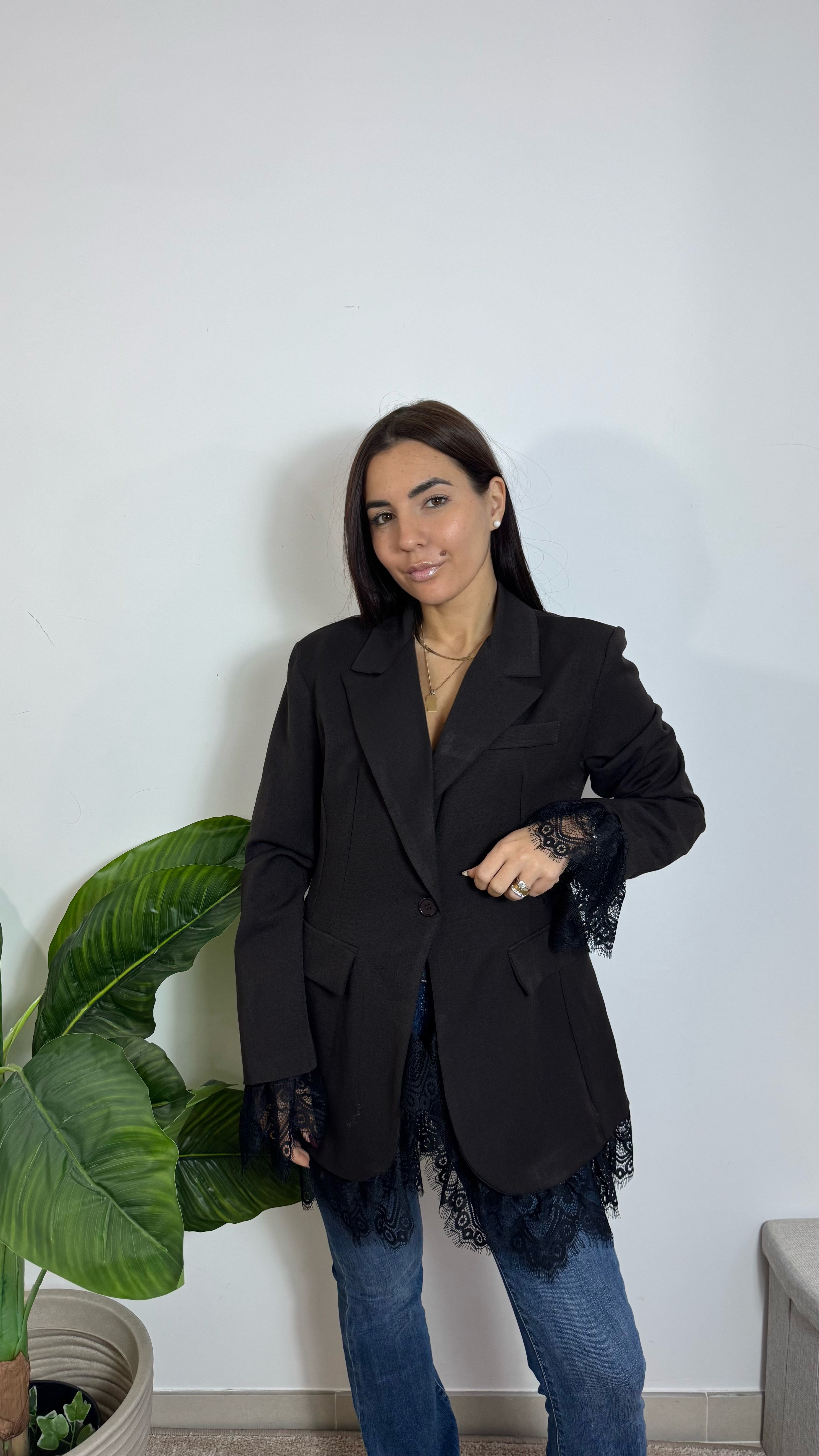 Giacca Inserti Pizzo Testa di moro