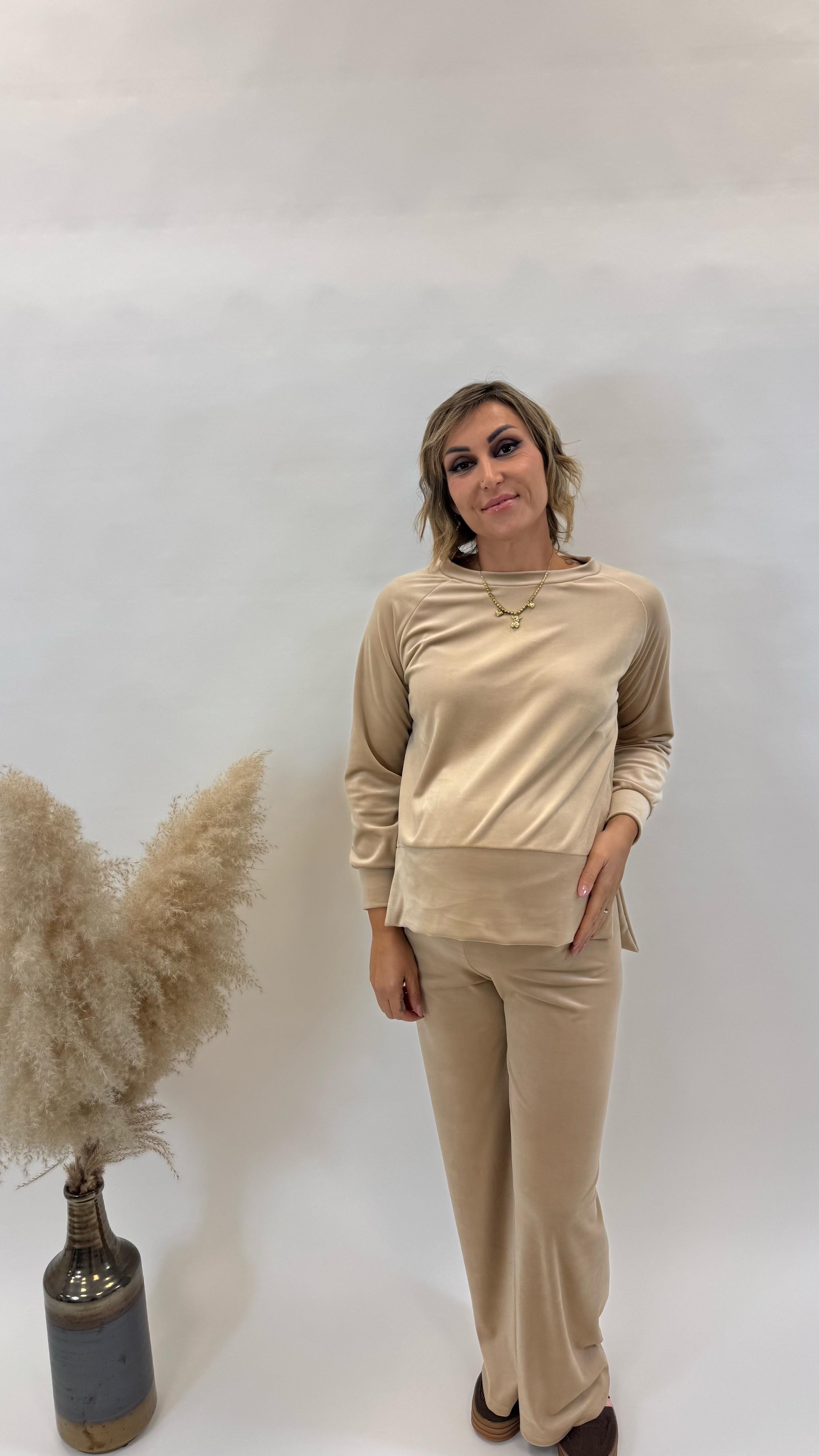 Tuta Flare Velvet Ecru