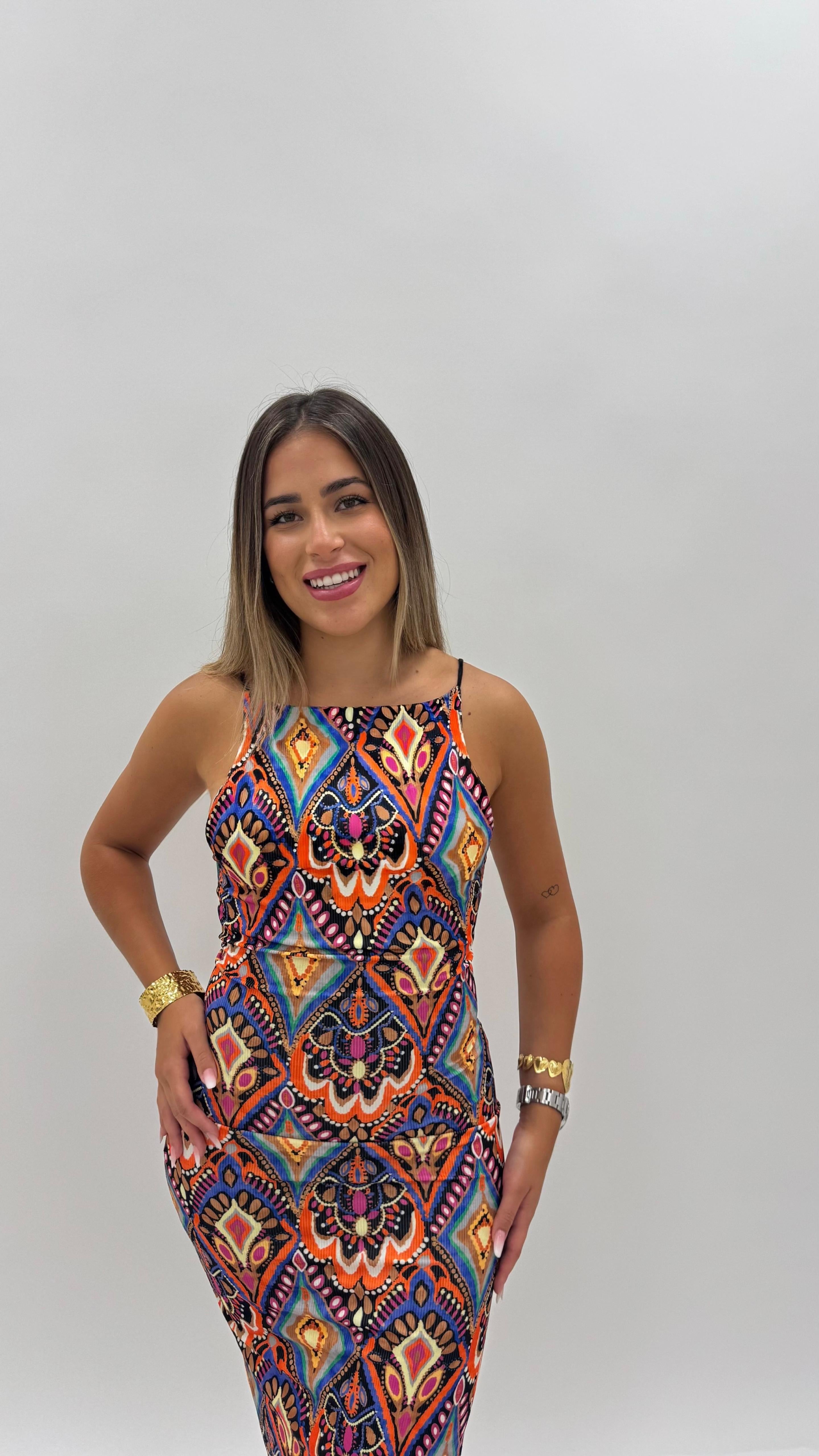 Abito Boho Stampa Black