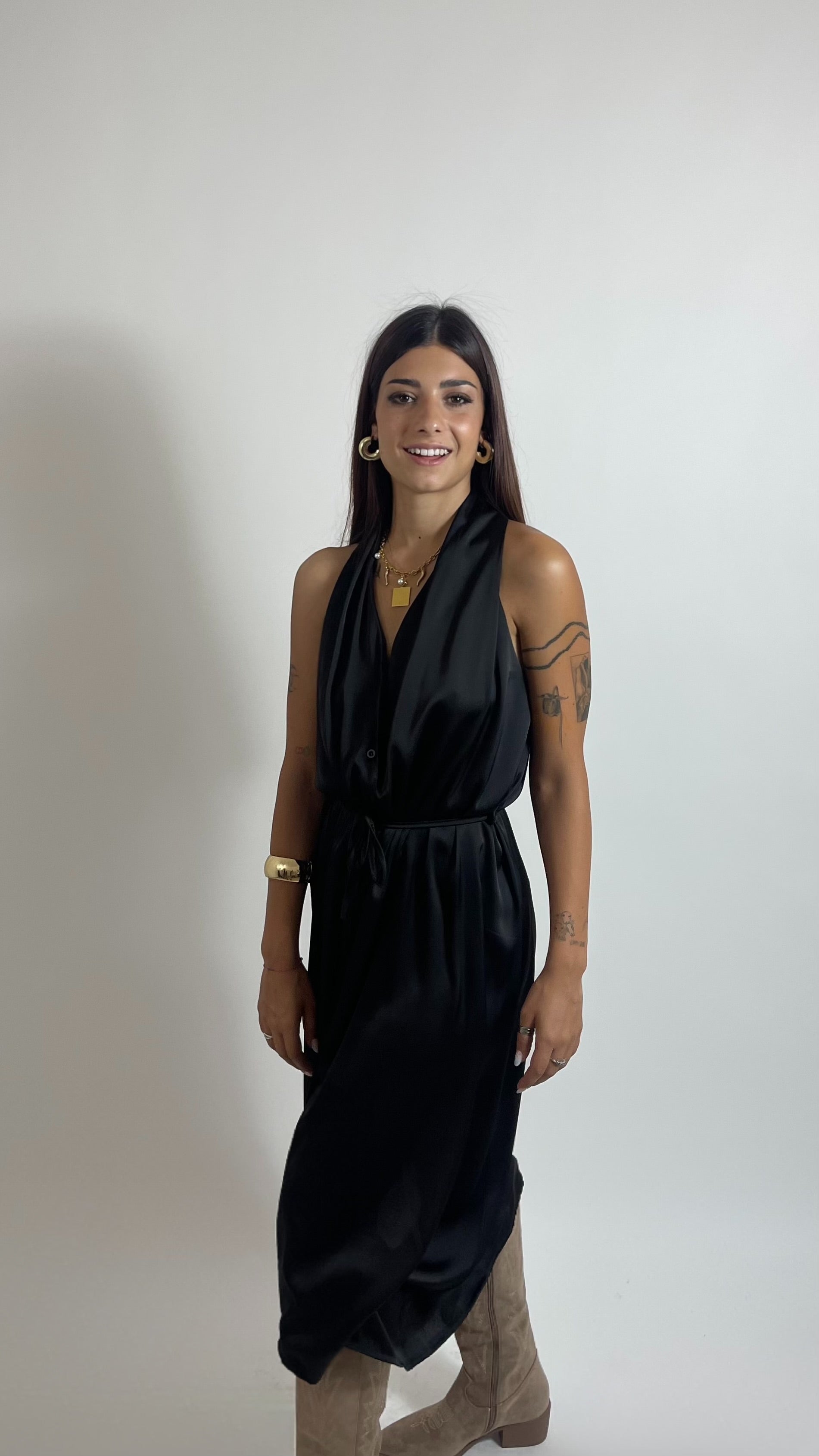 Abito Satin Flow Nero