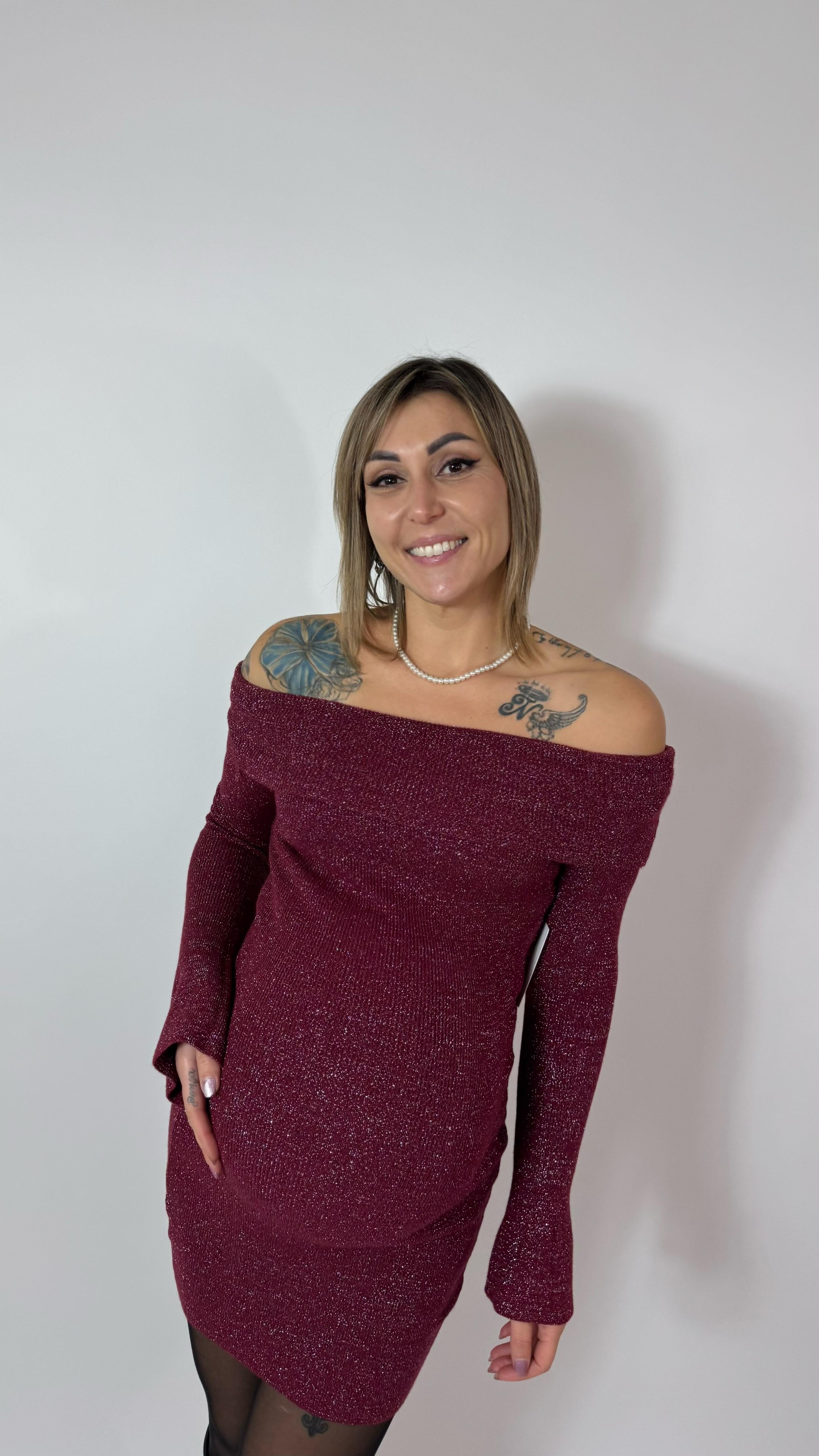 Minidress Shiffer Lurex Burgundy