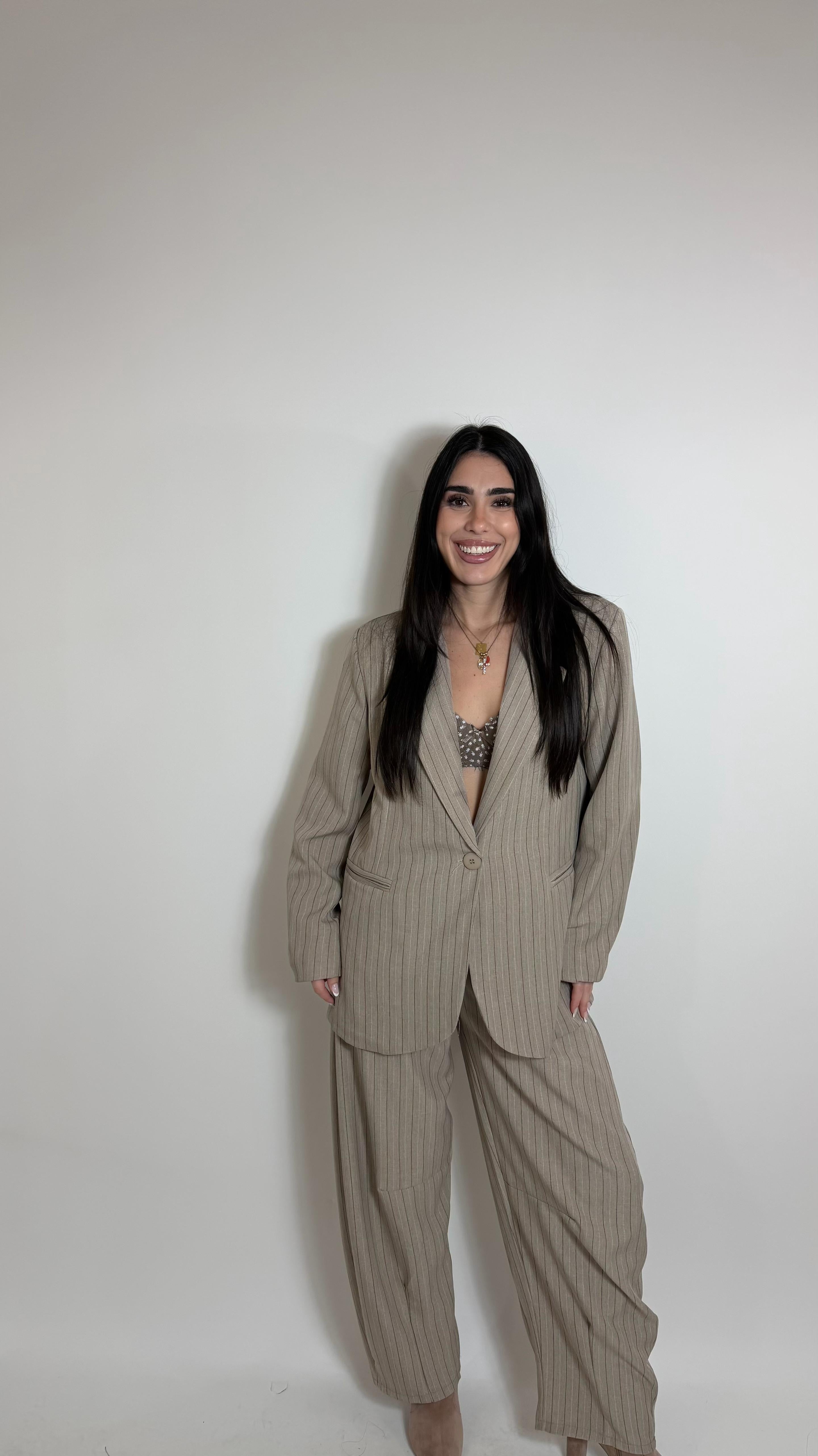 Tailleur Classic Gessato Nude