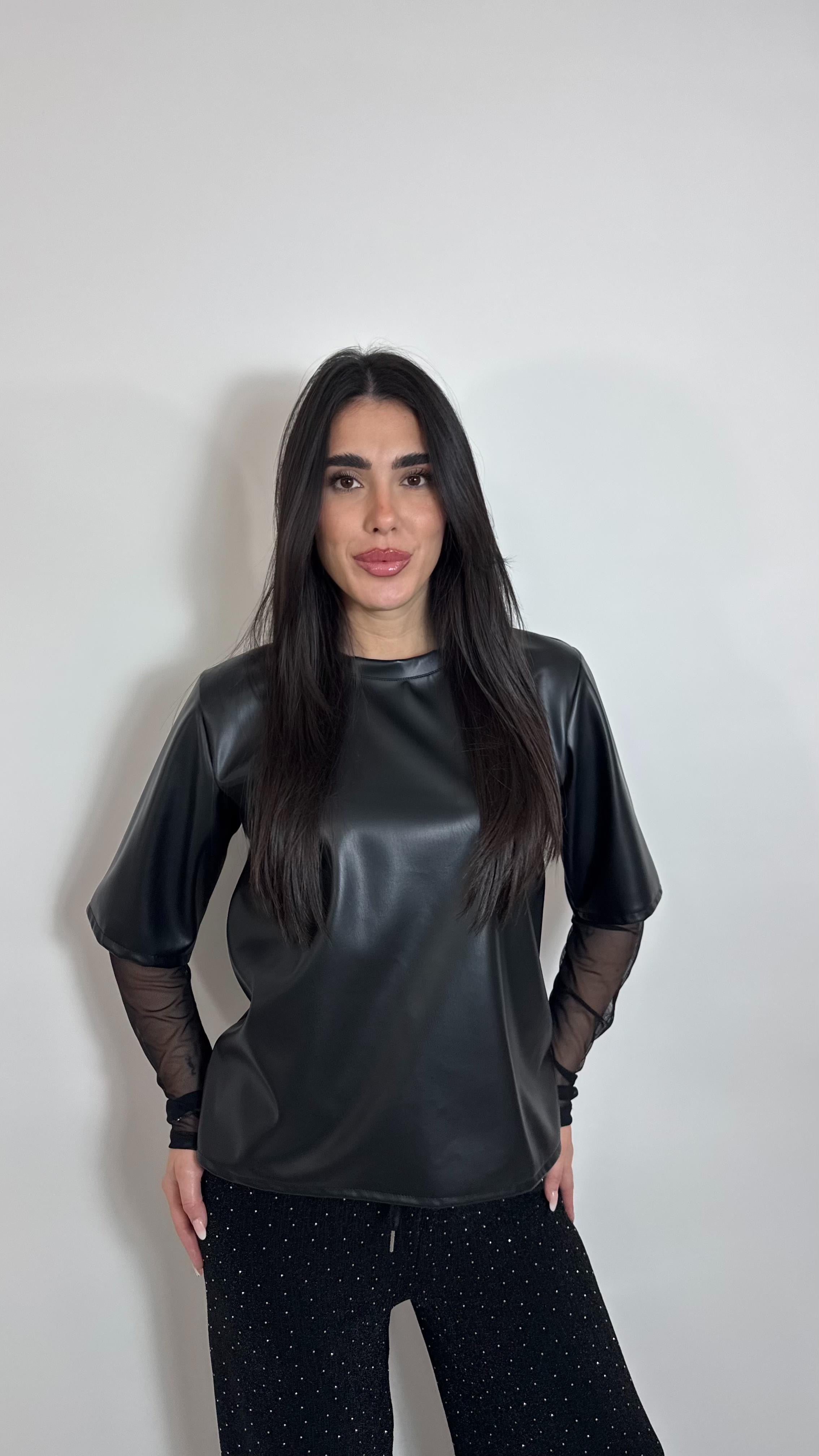 š„Panta palazzo Sparkle Nero