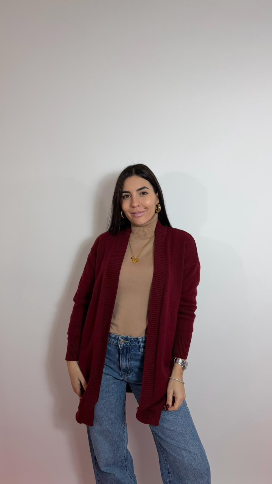 Cardigan Cannolè Top Quality Burgundy