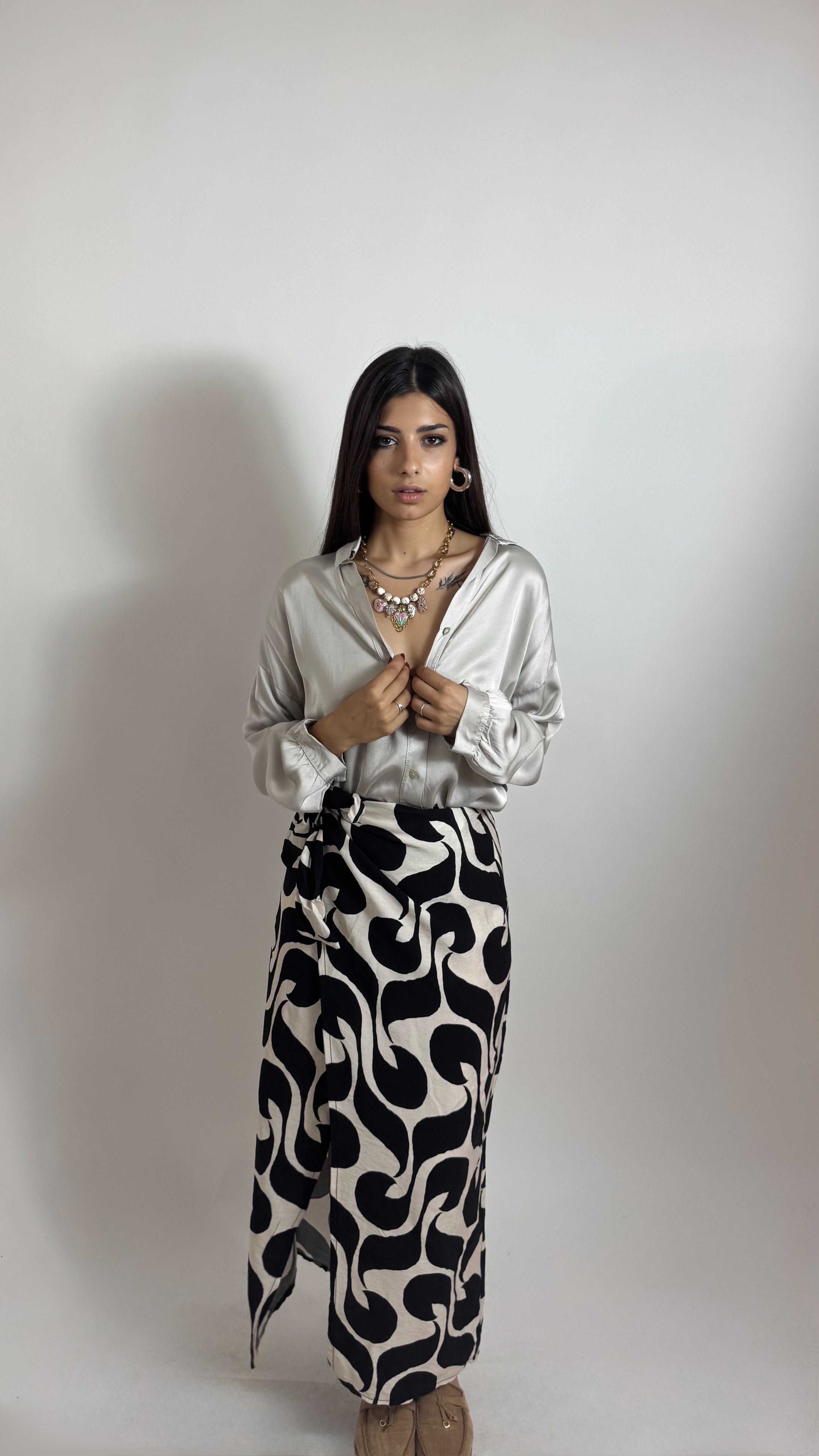 Gonna Pareo Midi Aesthetic Black/White