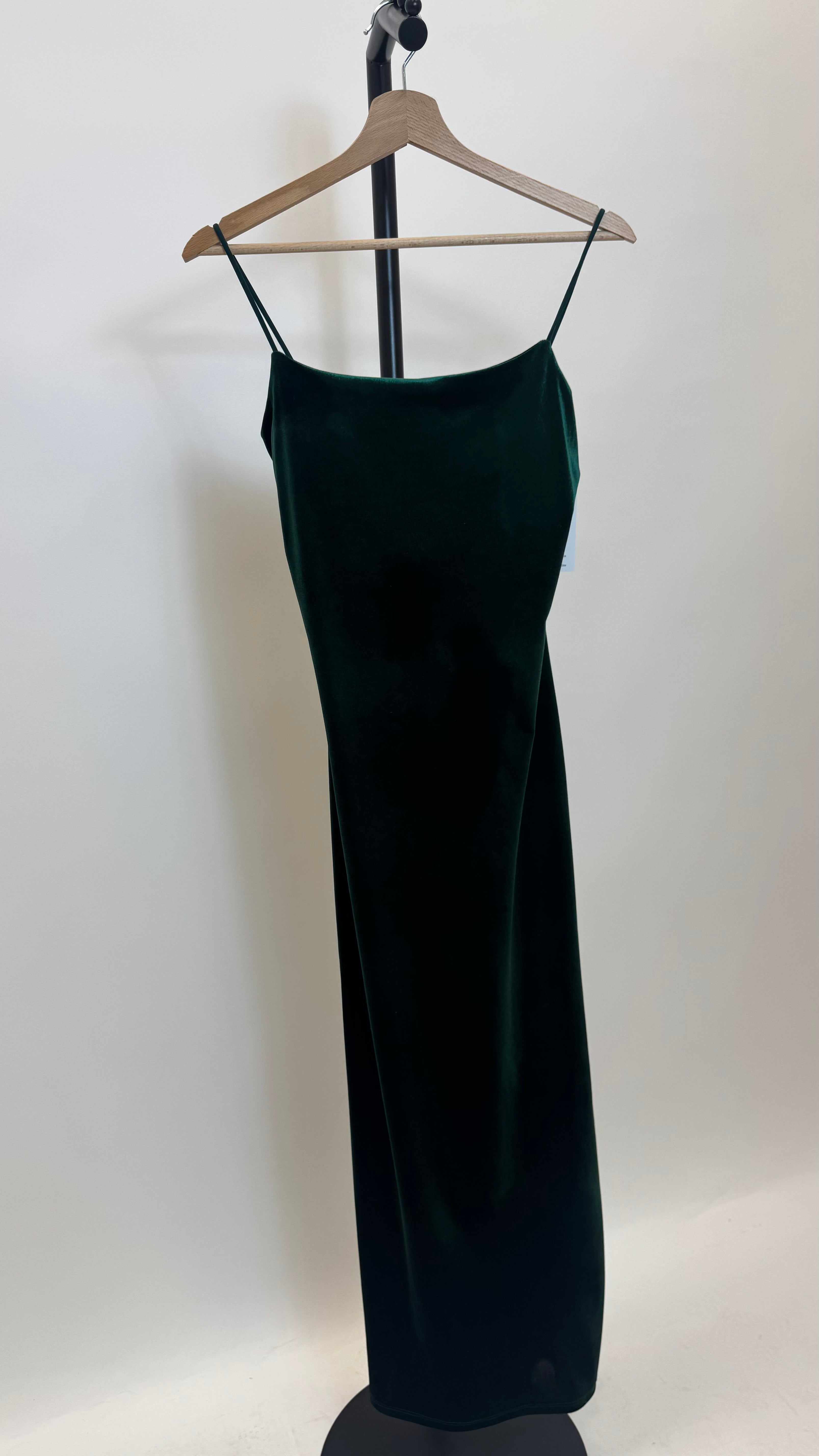 Abito Velvet Bretella Sottile Verde Bosco