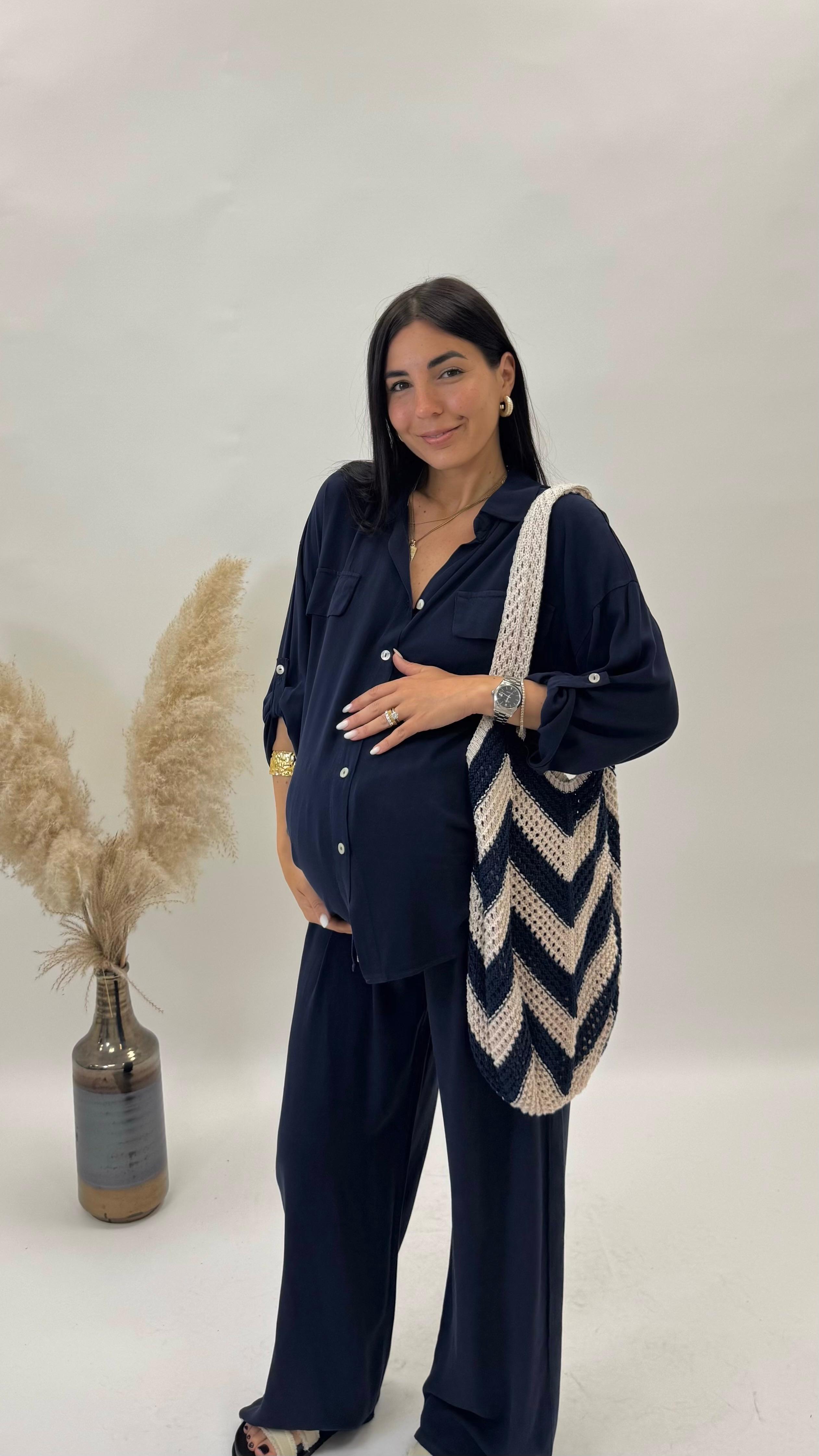 Maxi Bag Handmade Chevron Blu Notte