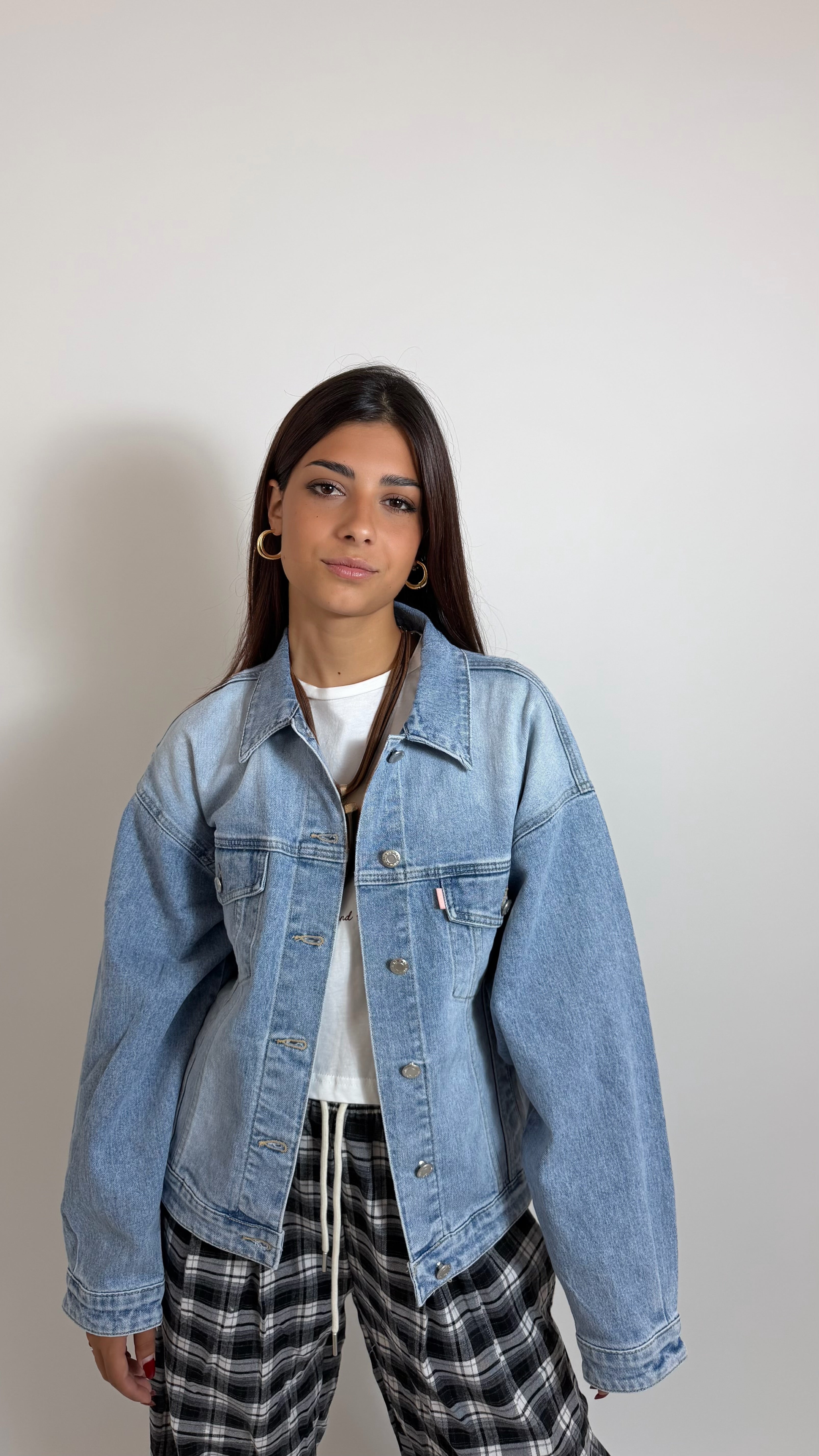 Giacca Denim Over Light Blu