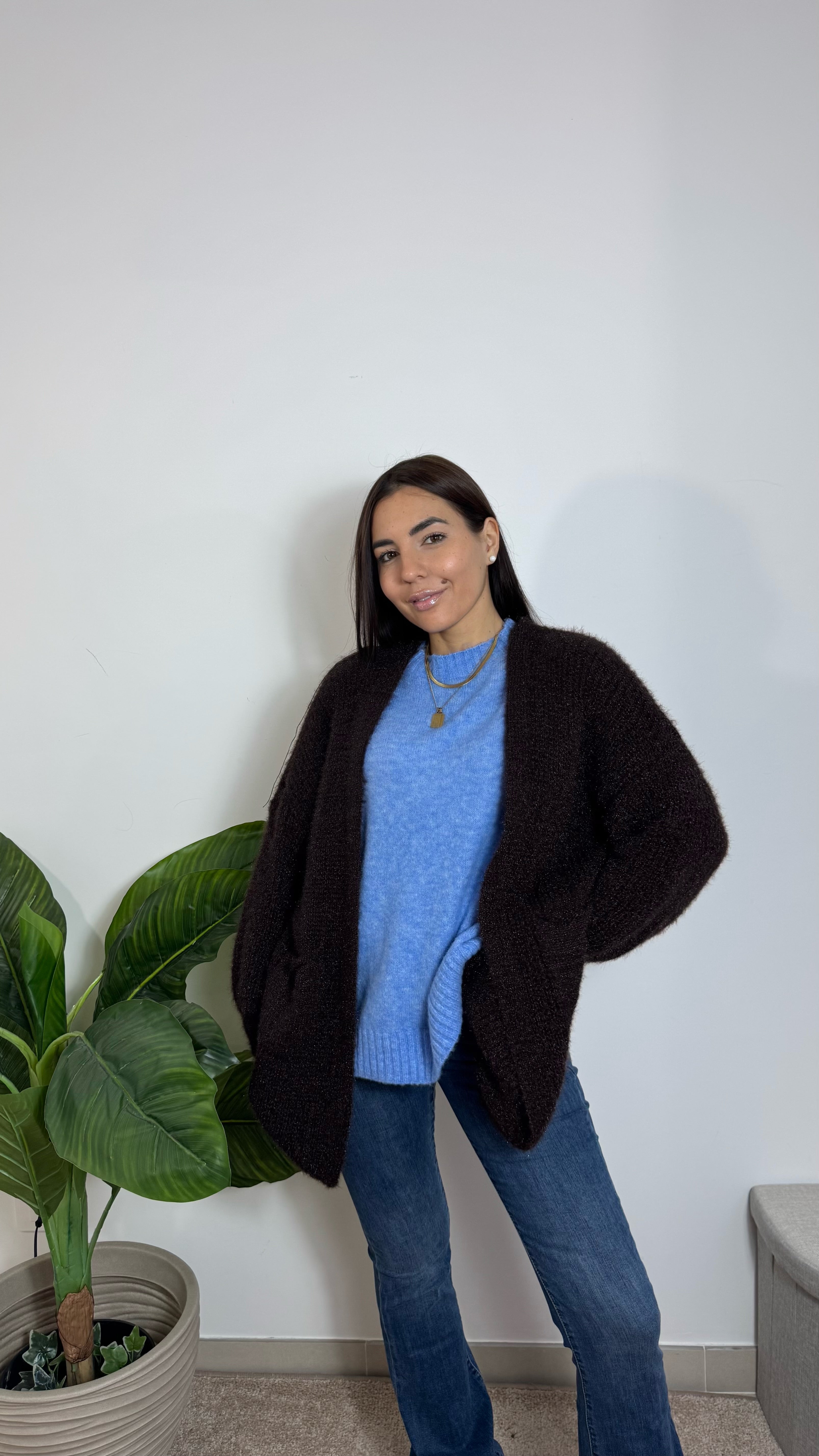 Cardigan Tex Lurex Choco