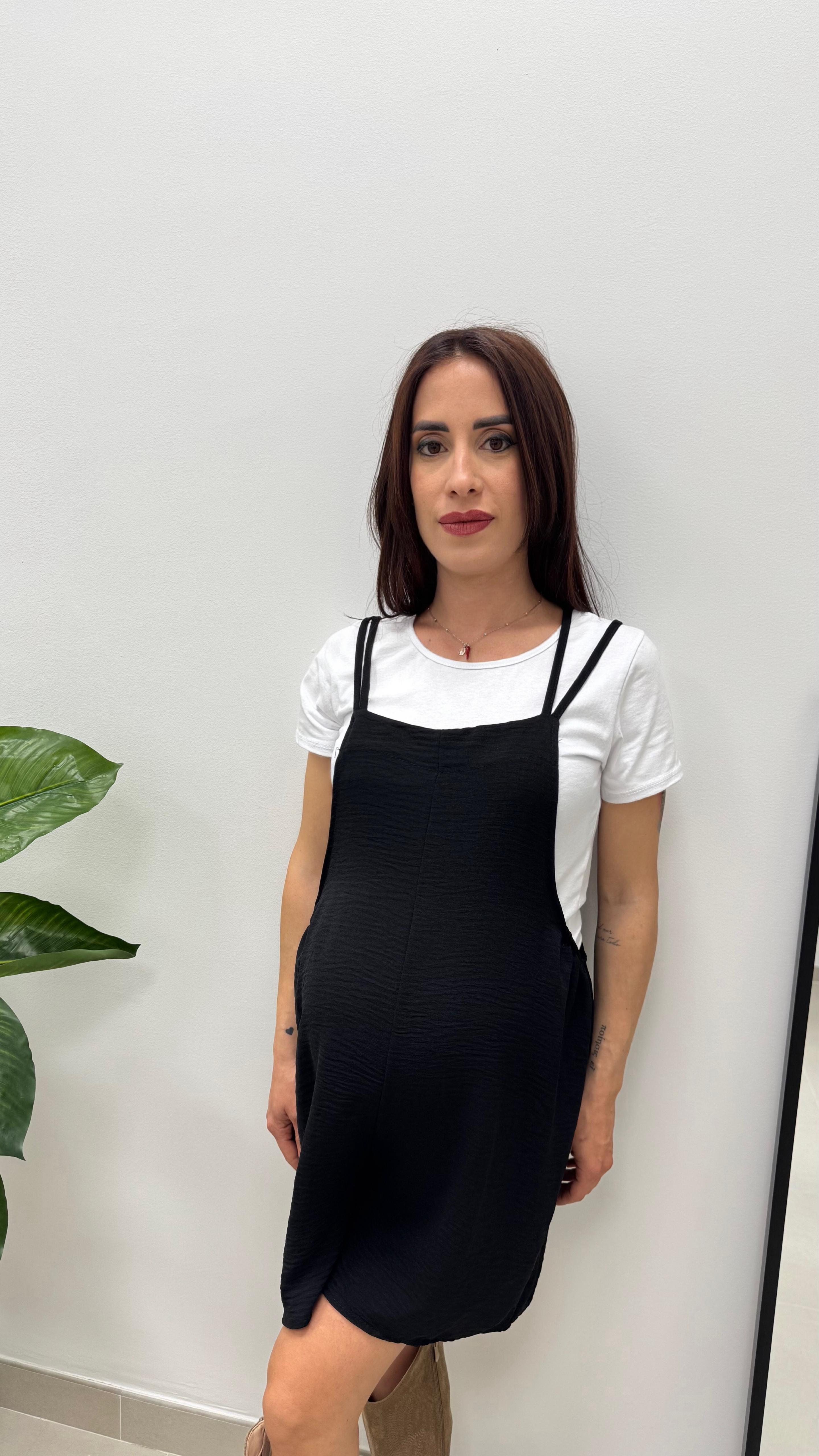 Mini Salopette Safari T-shirt Inclusa Nera