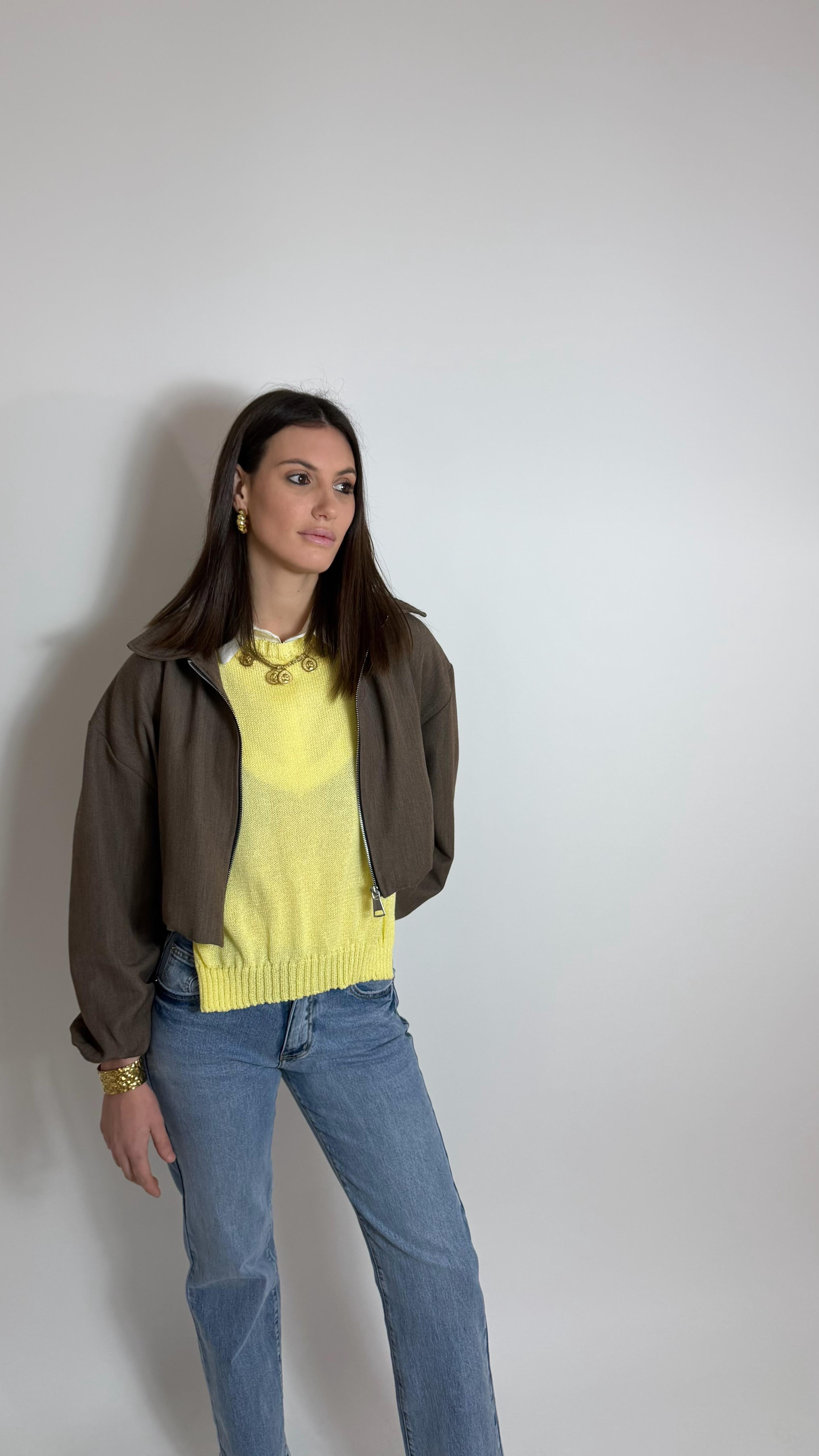 Bomber Tessuto Classico Tortora