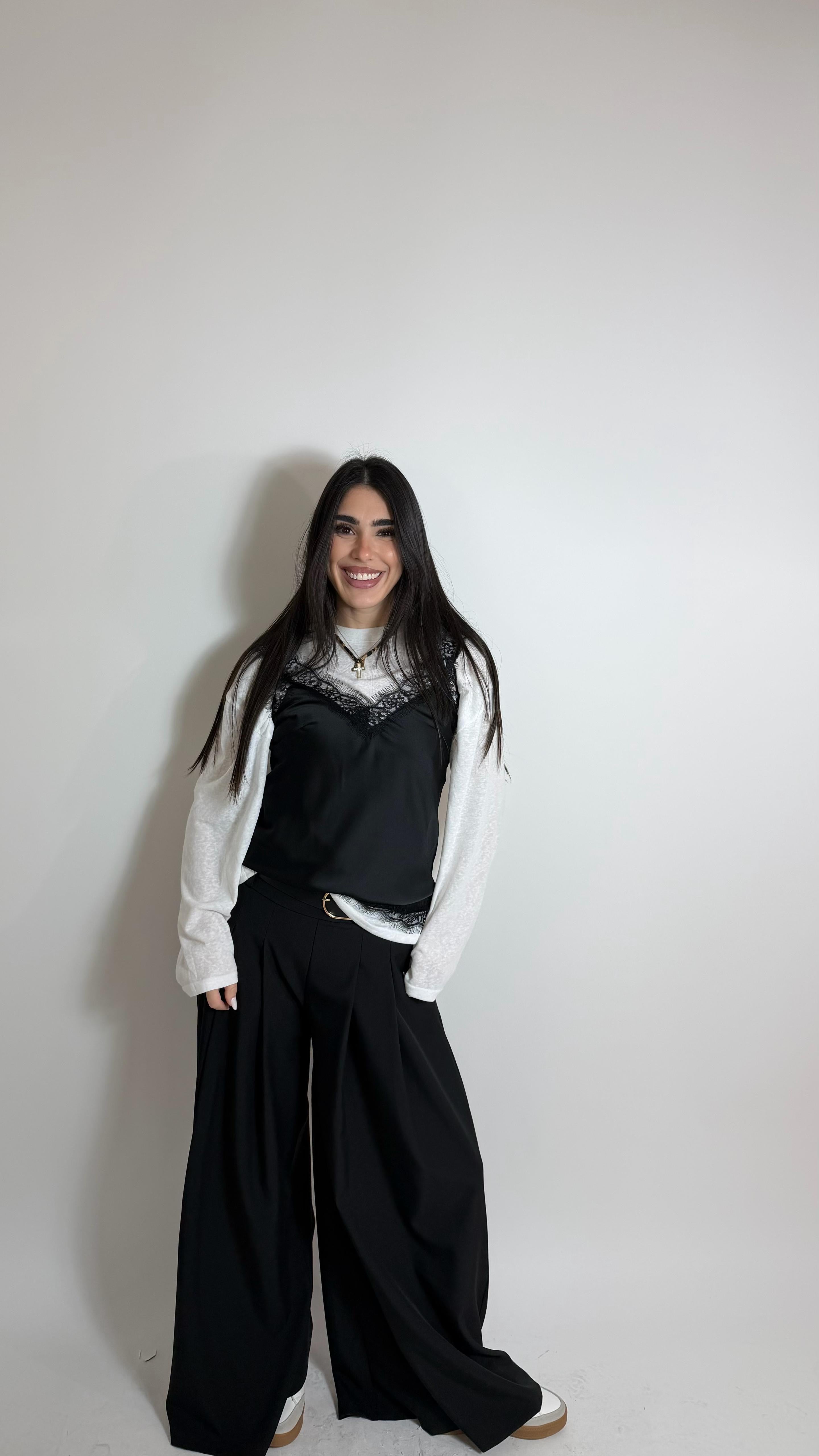 Pantalone Full Lenght Con Cinta Nero