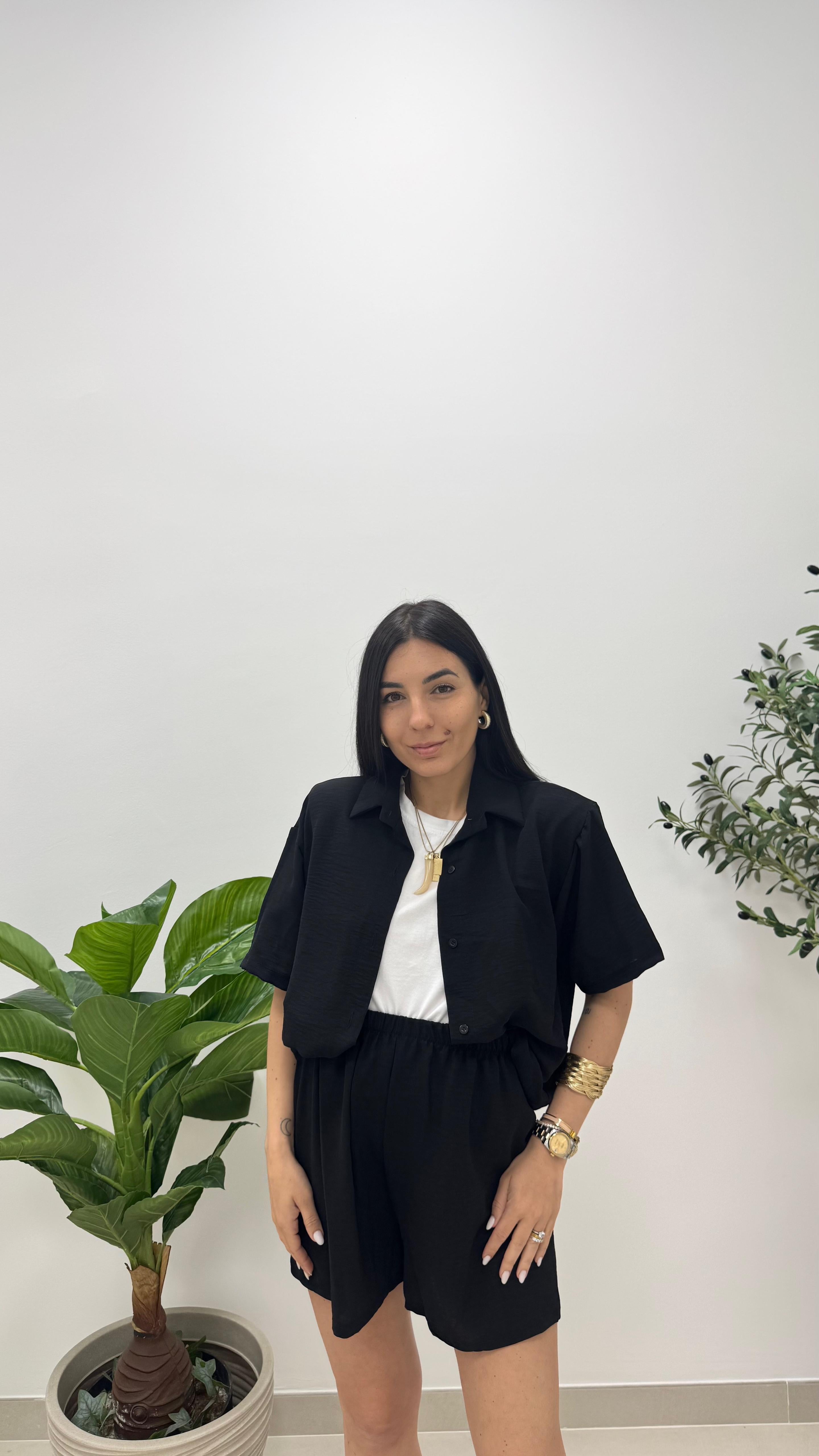 Set Utility Shorts e Camicia Nero