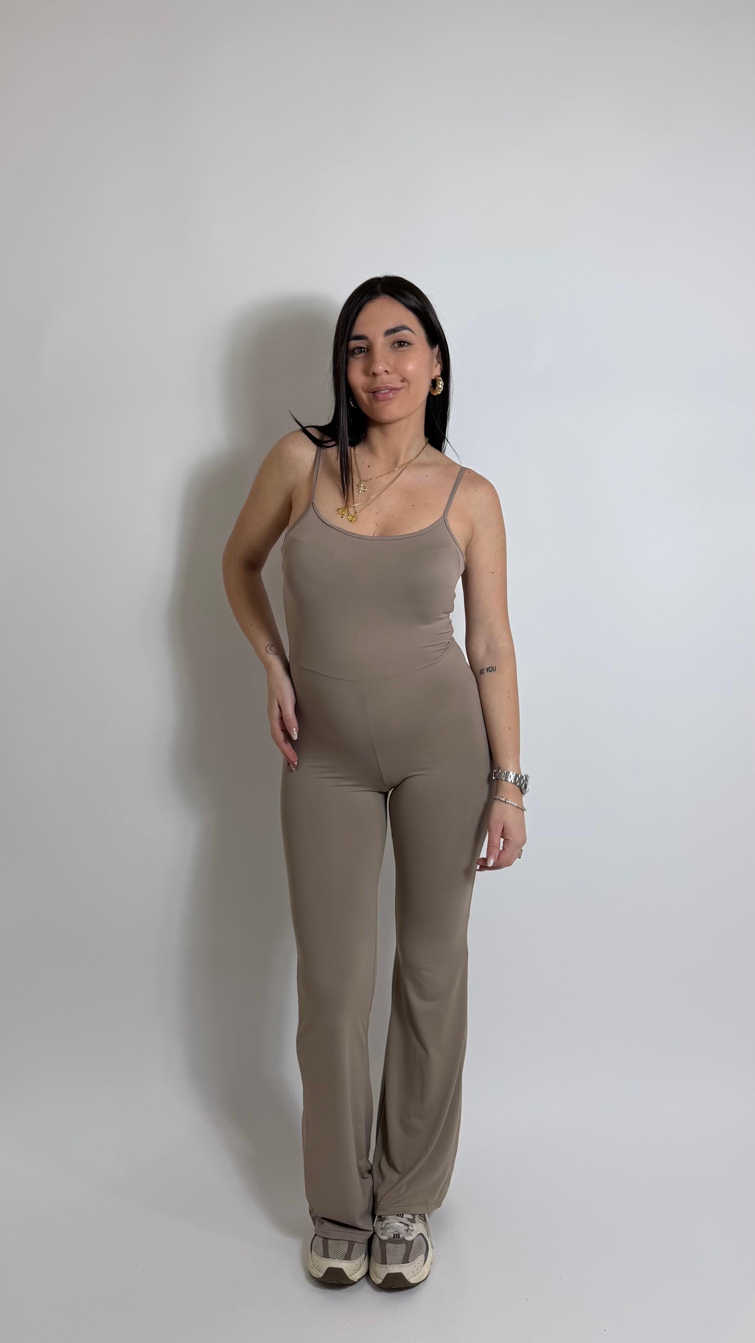 Jumpsuit Second Skin - Bretella Sottile - Flare / Taupe