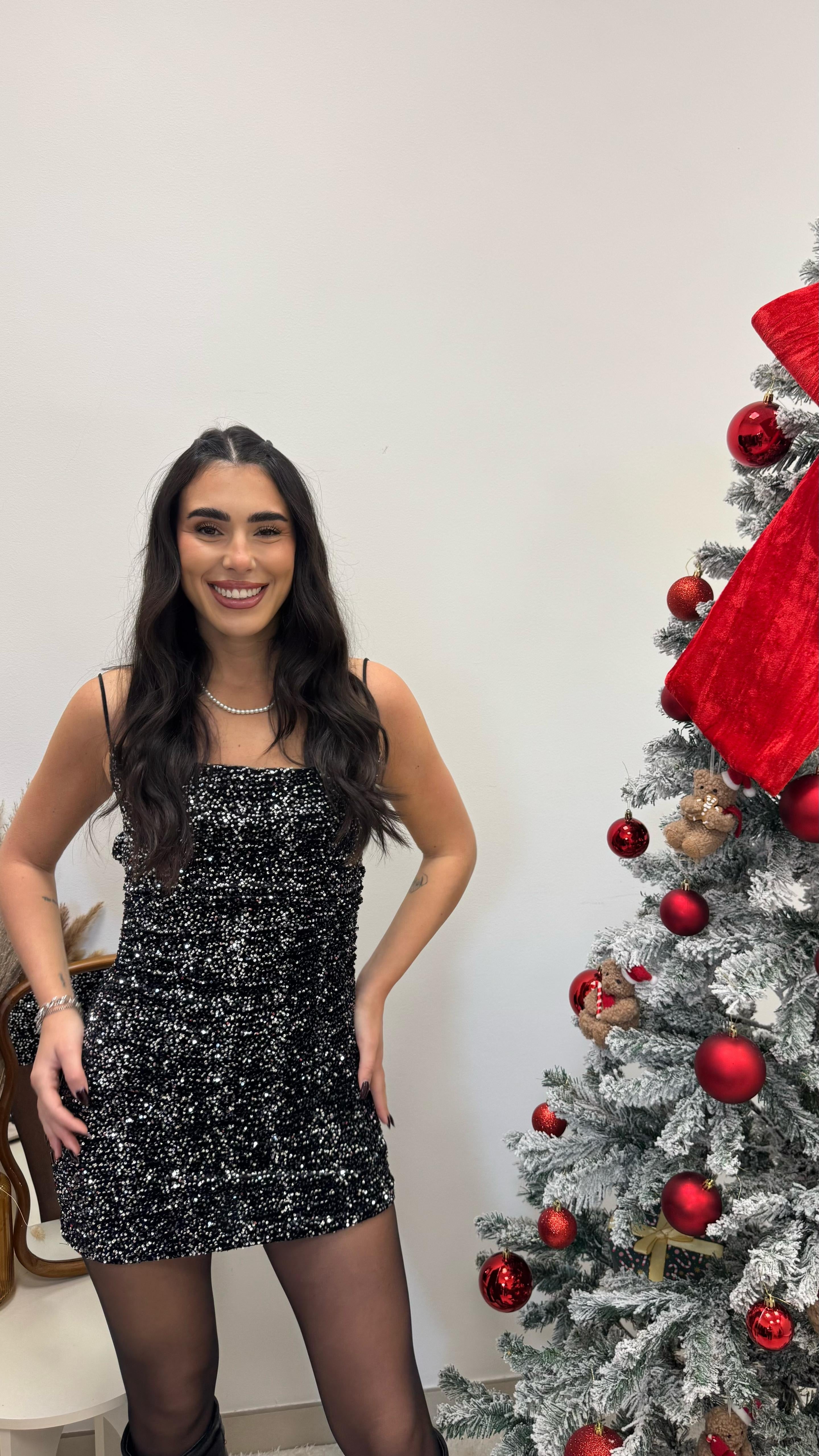 🥂Abito Velvet Shine Silver Black