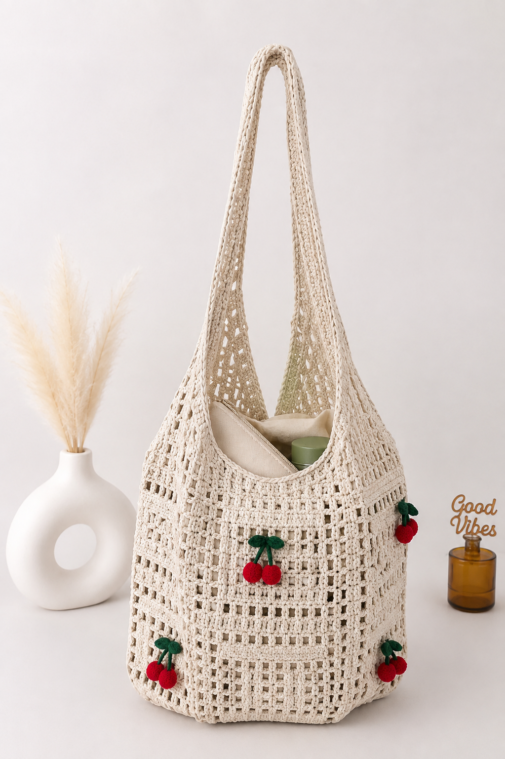 Maxi Bag Handmade Cherry Ecru