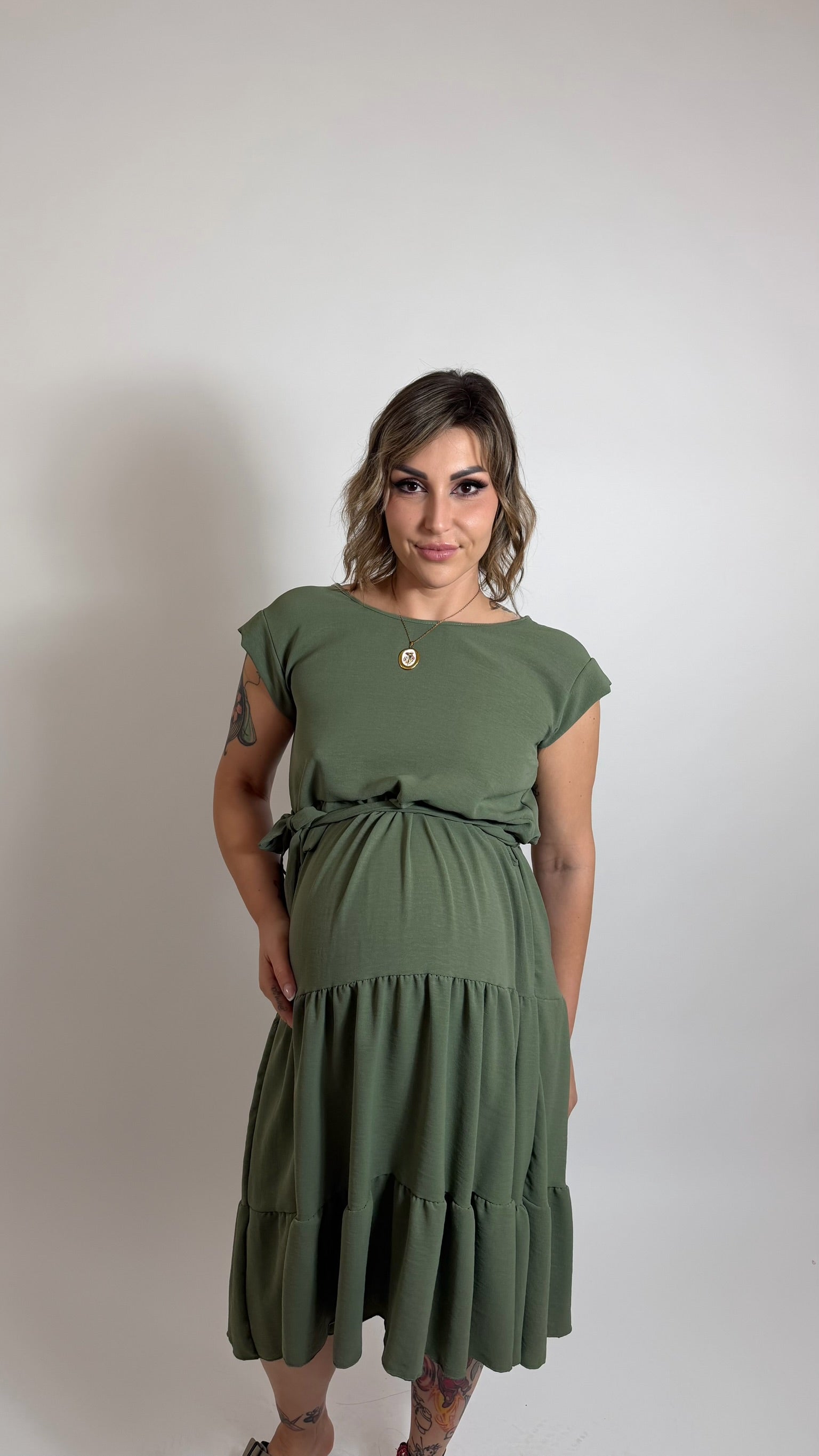 Abito Volant Verde Utility