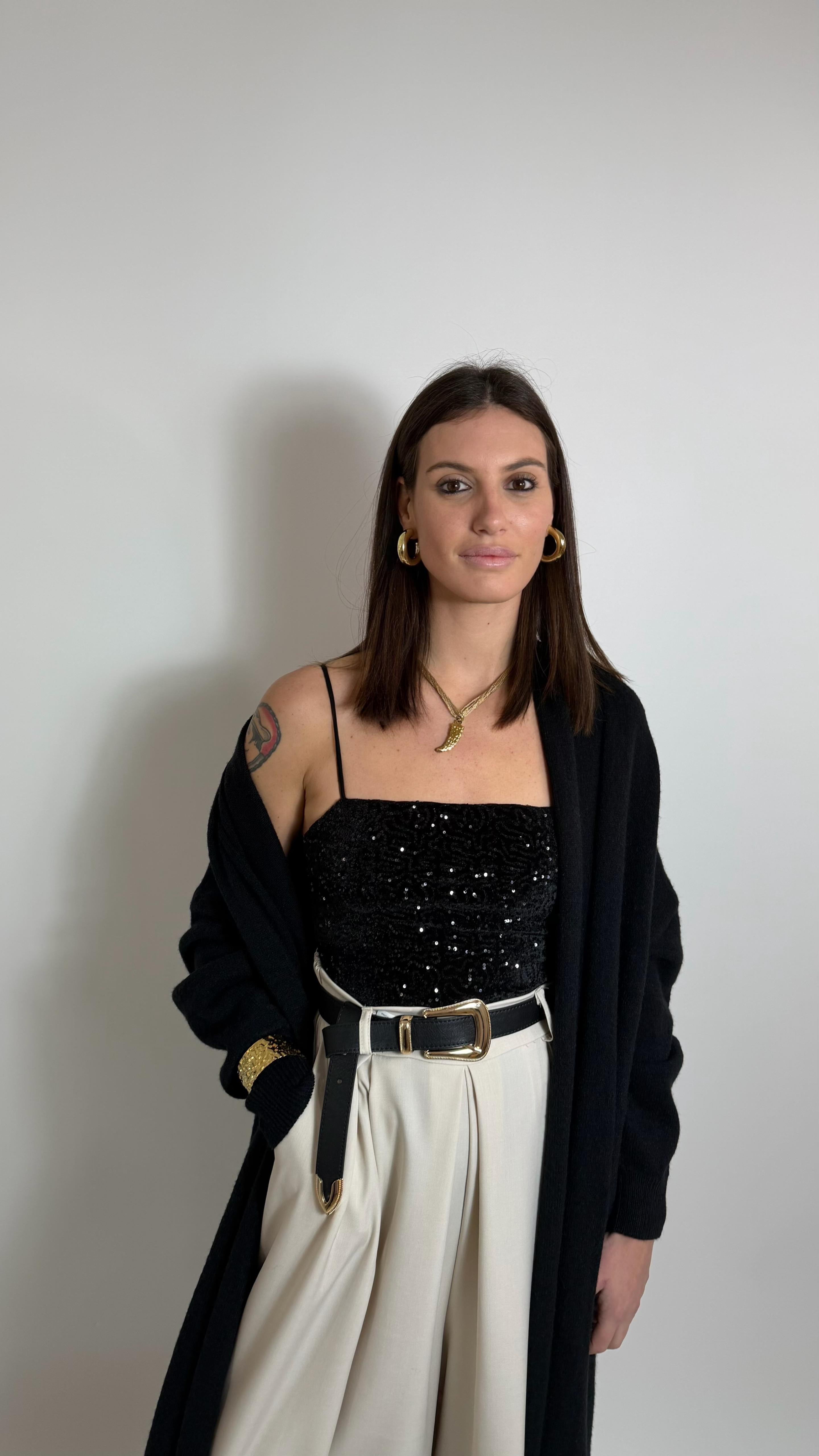 Body Paillettes Velvet Nero