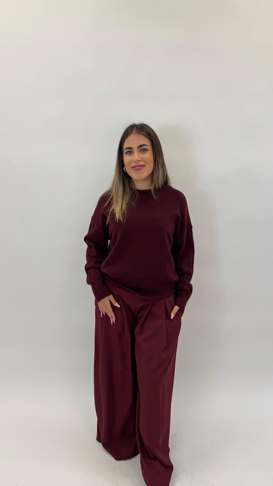 Pulloverone in Maglia Burgundy