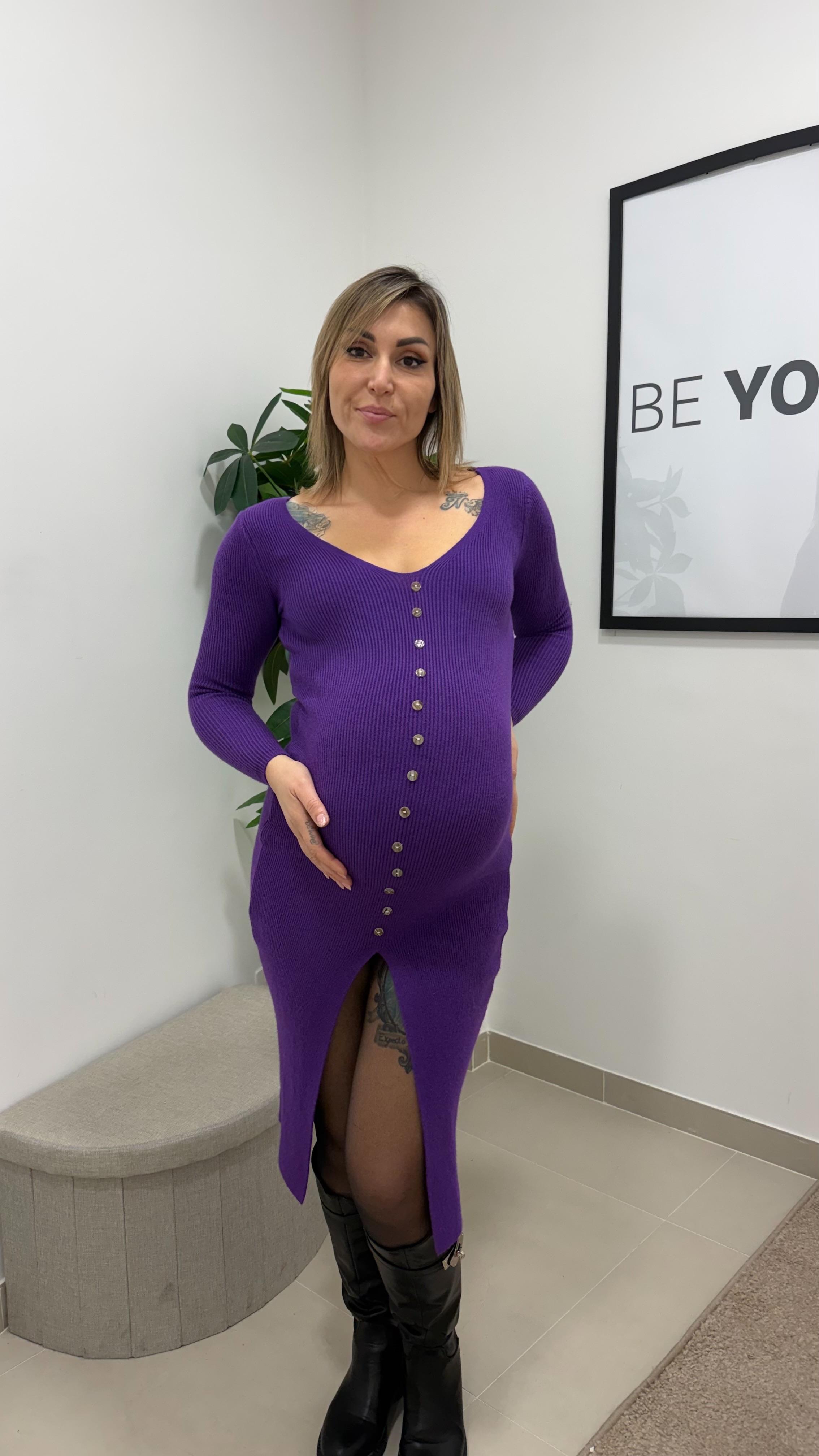 Abito Purple Bottoncini