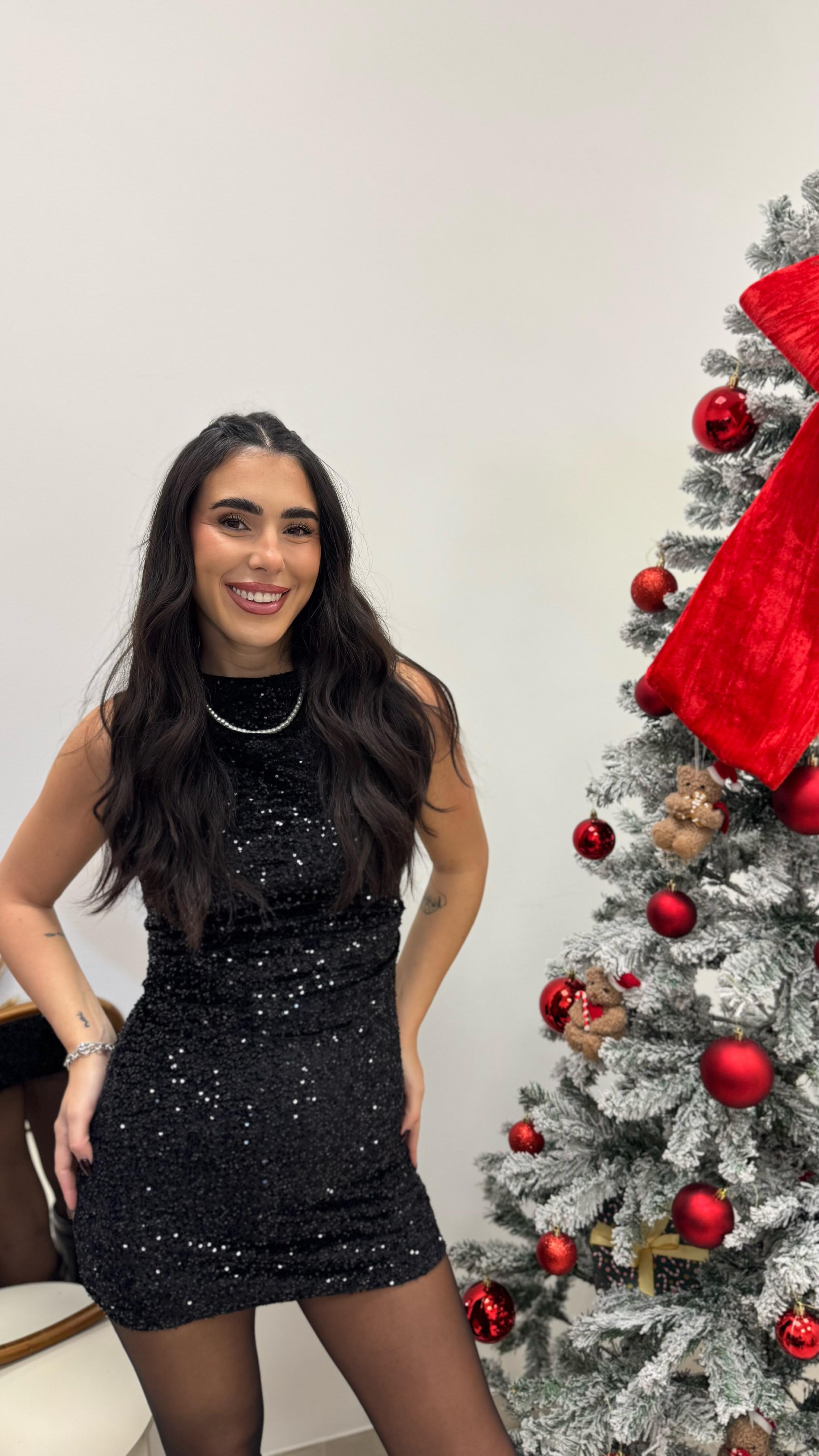 🥂Abito Velvet Sparkle Nero