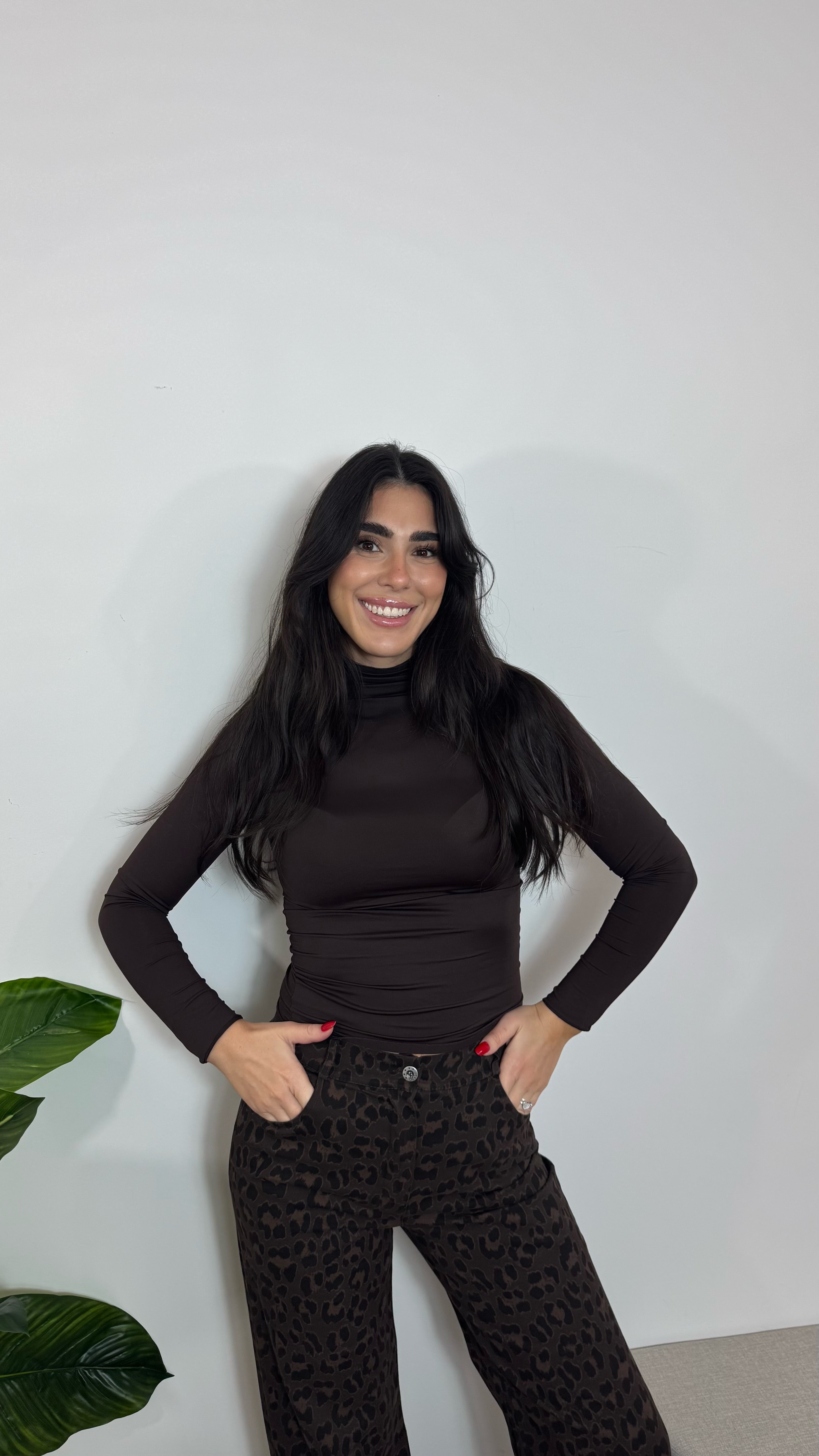 Maglia Basic Lycra Mezzo Collo Choco