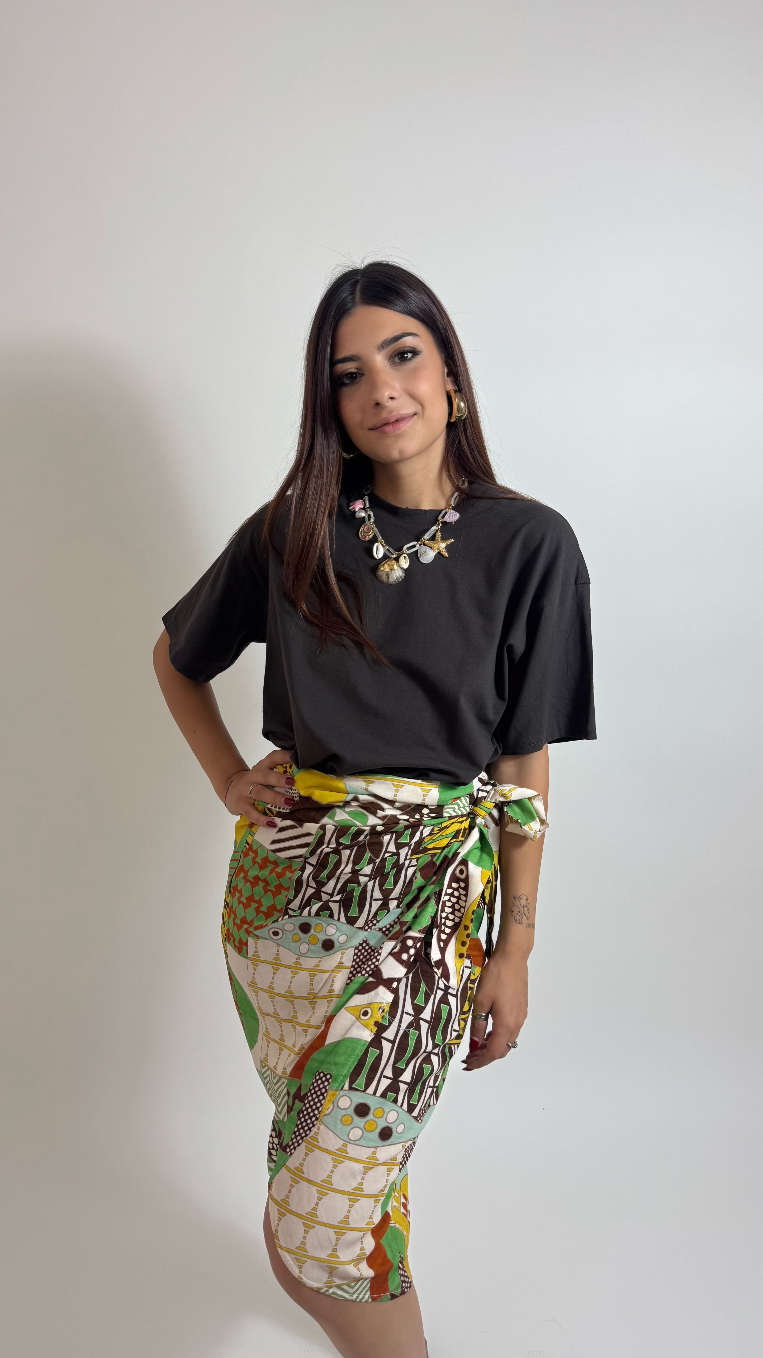 Gonna Pareo Midi Africa White