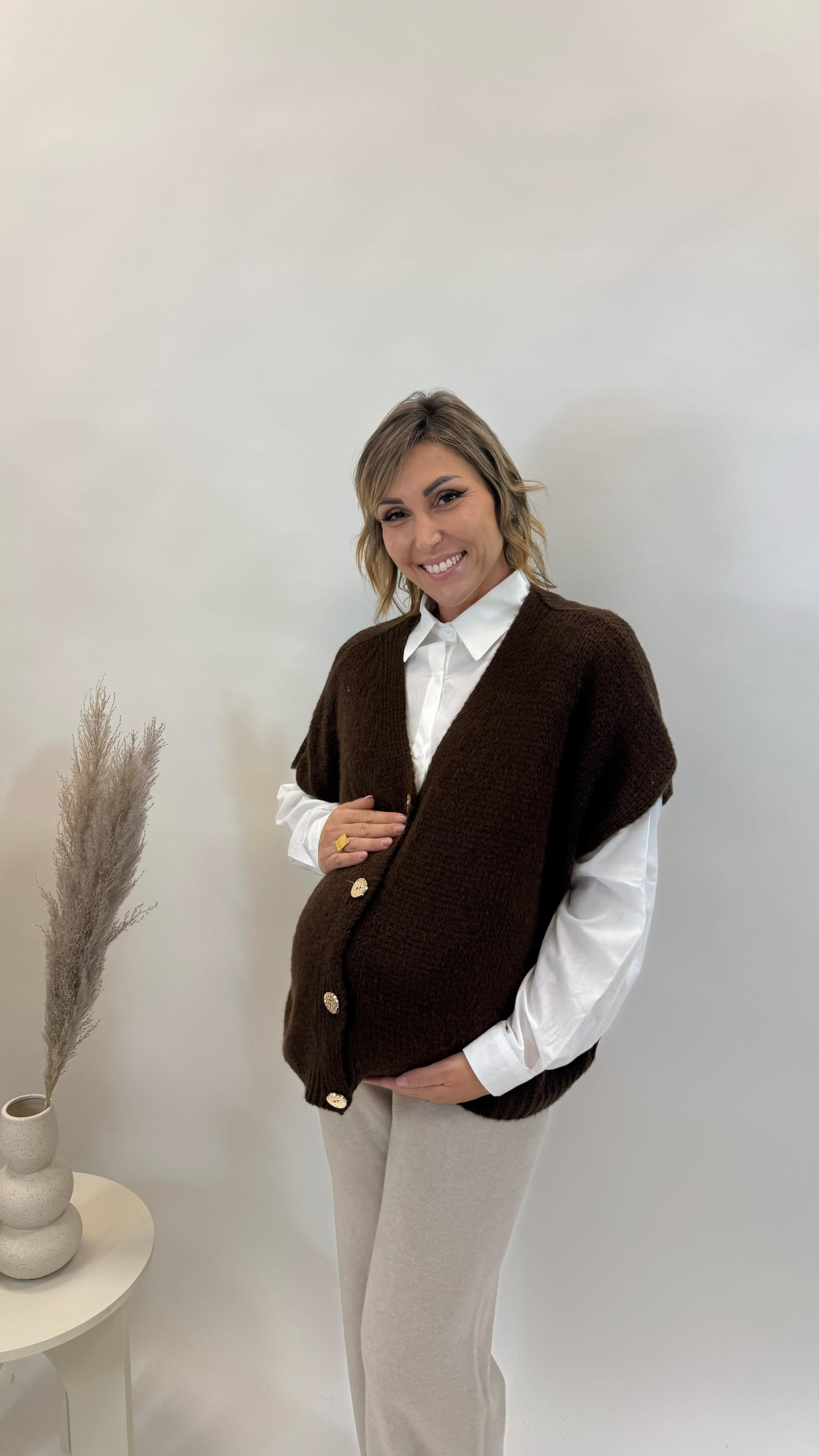 Pull Gilet Oversize Choco