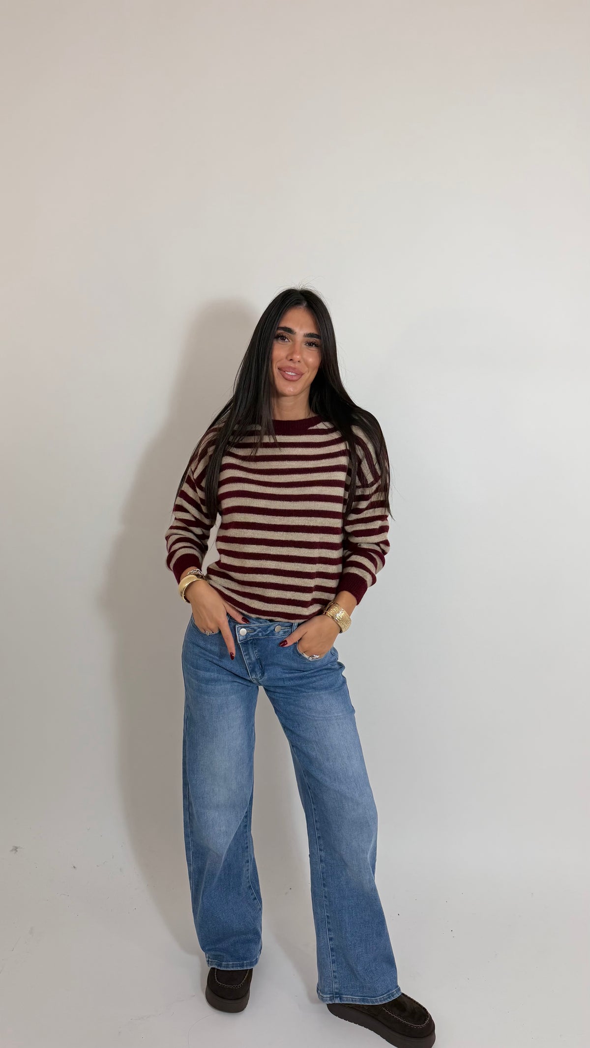 Pull Stripe Burgundy/Ecru