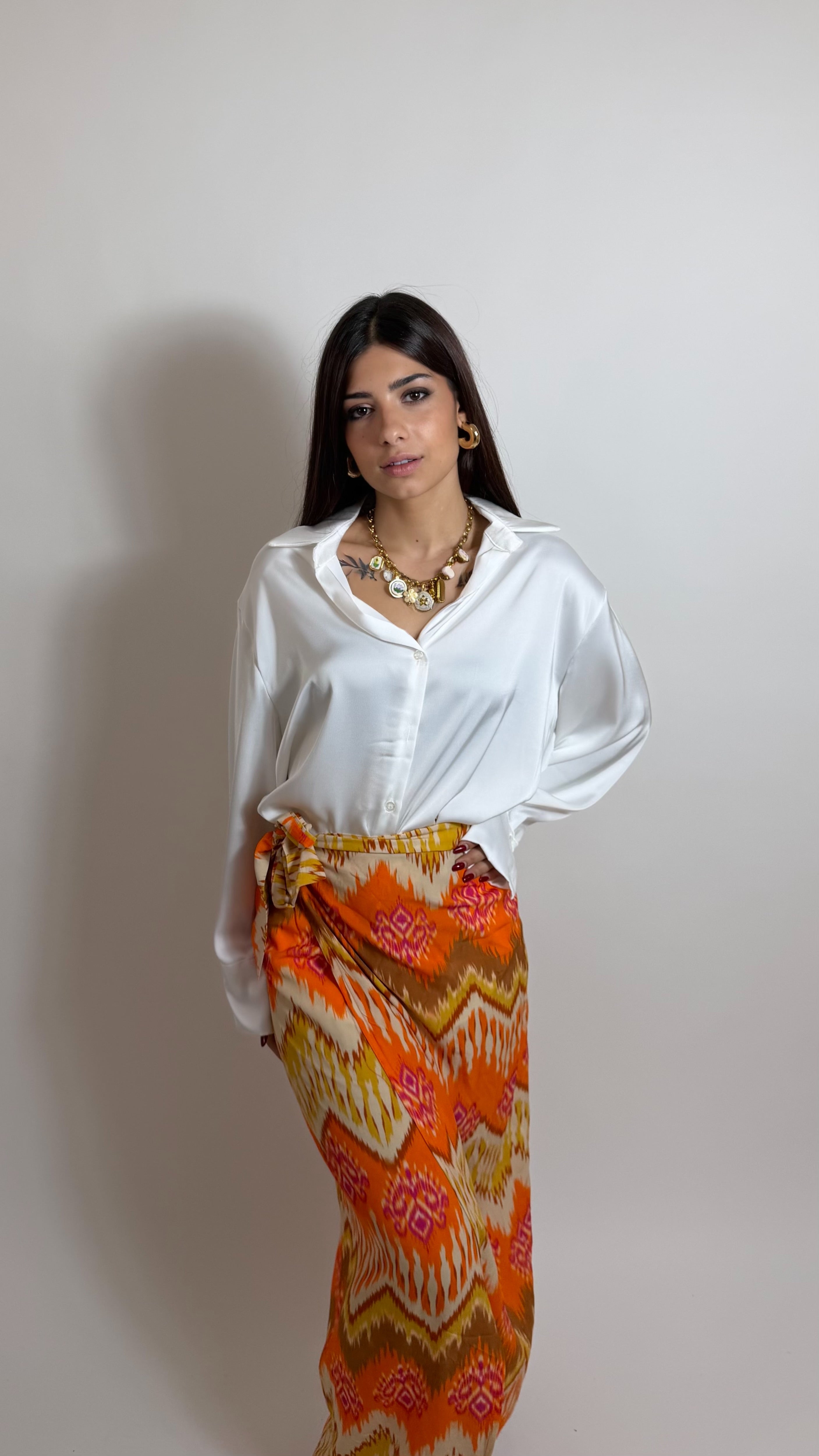 Gonna Pareo Midi Etnica Orange
