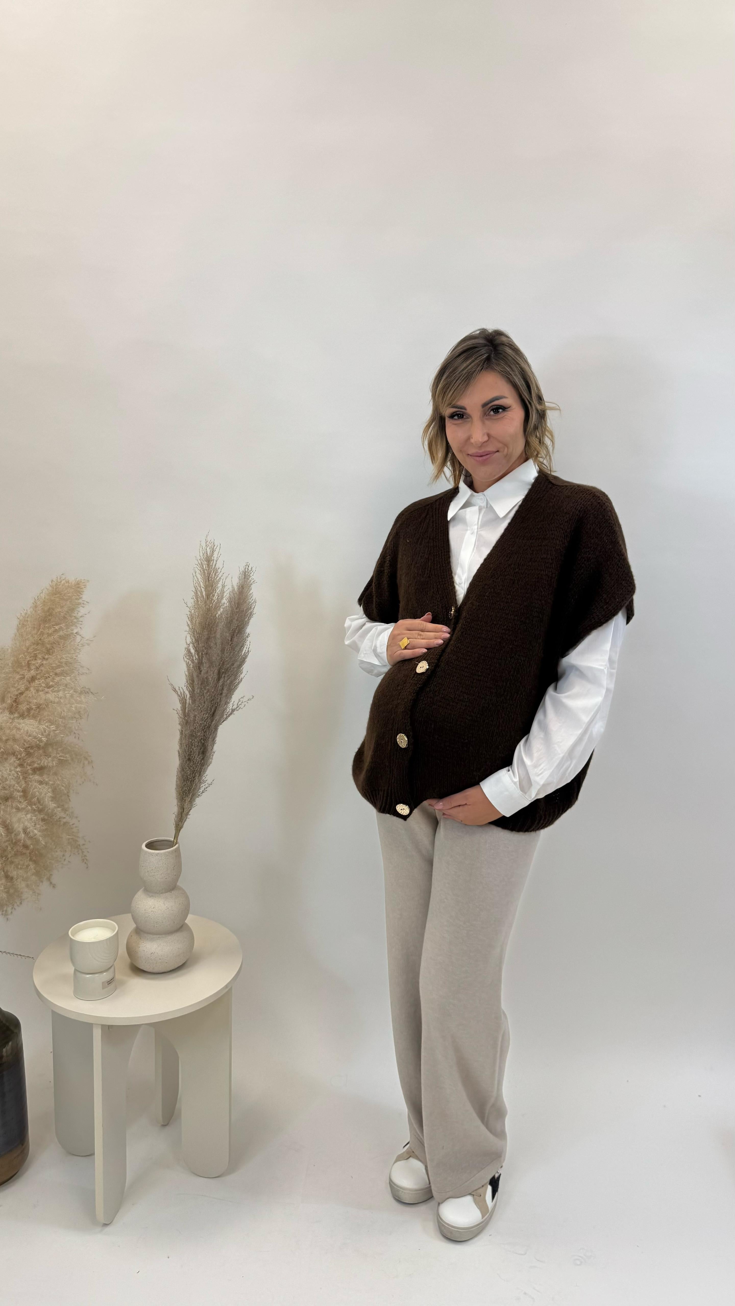 Pull Gilet Oversize Choco