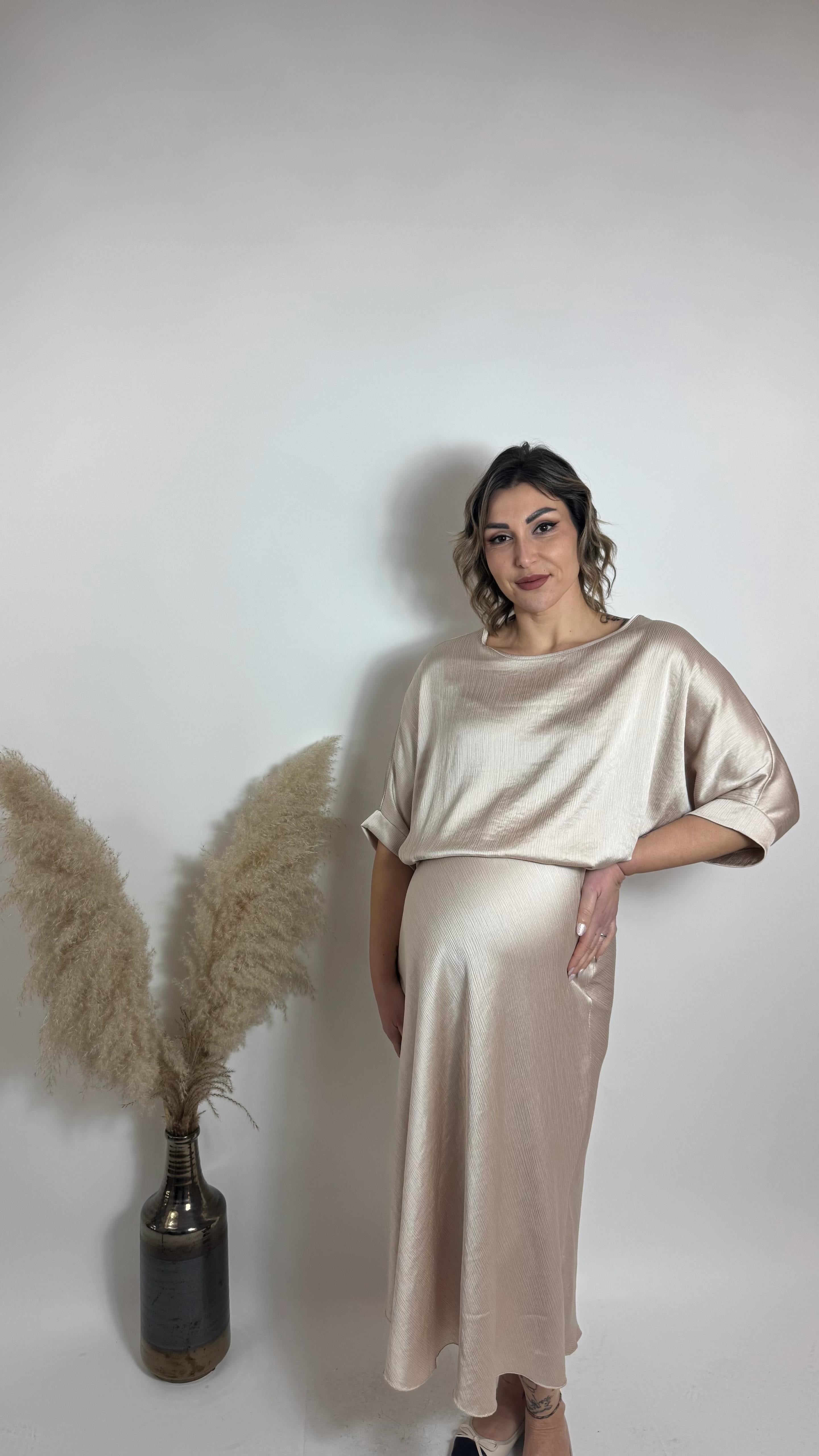 Set Stripe Silk - Maglia e Longuette - Champagne