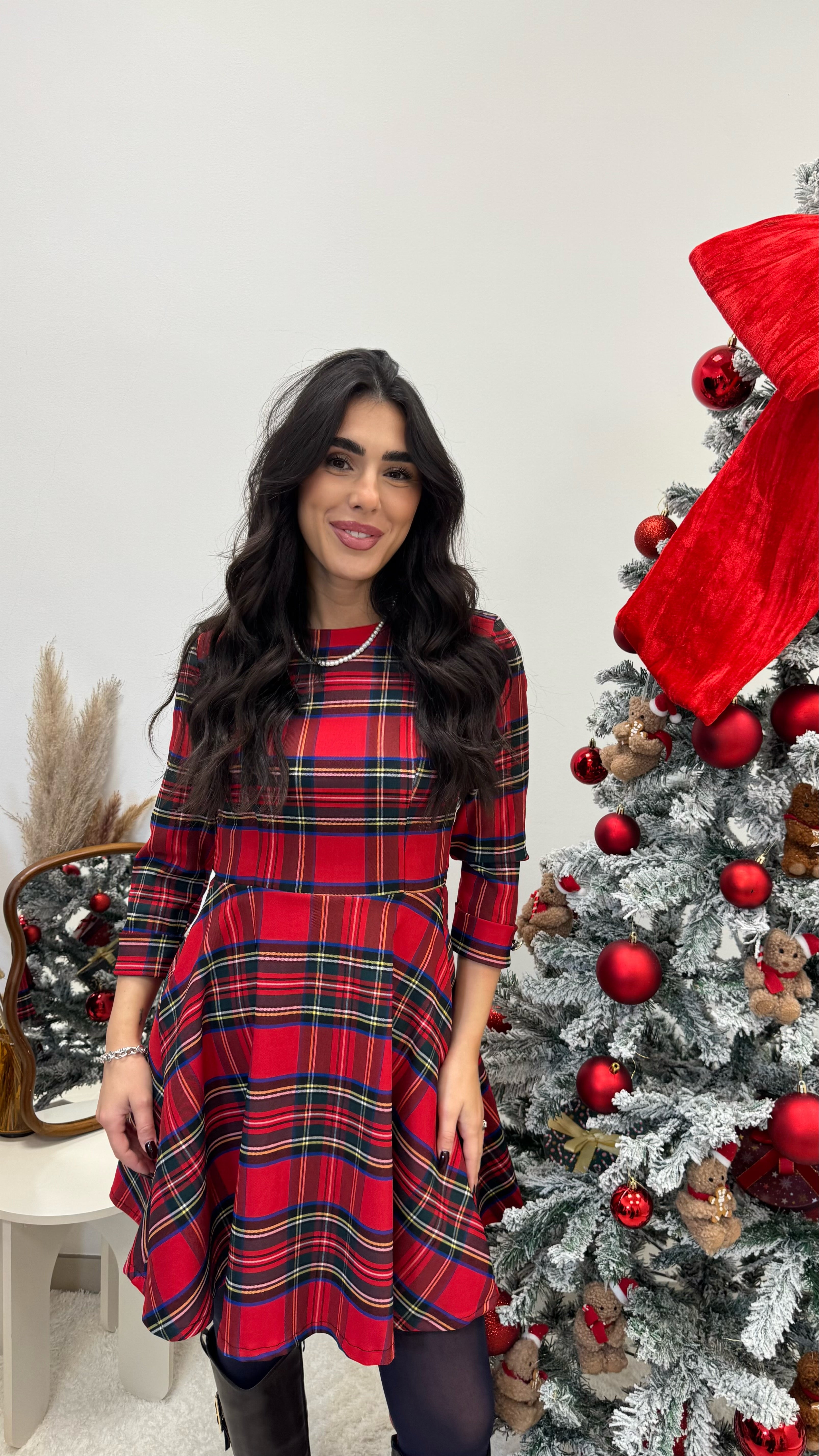 🎄 Abito Tartan Rosso
