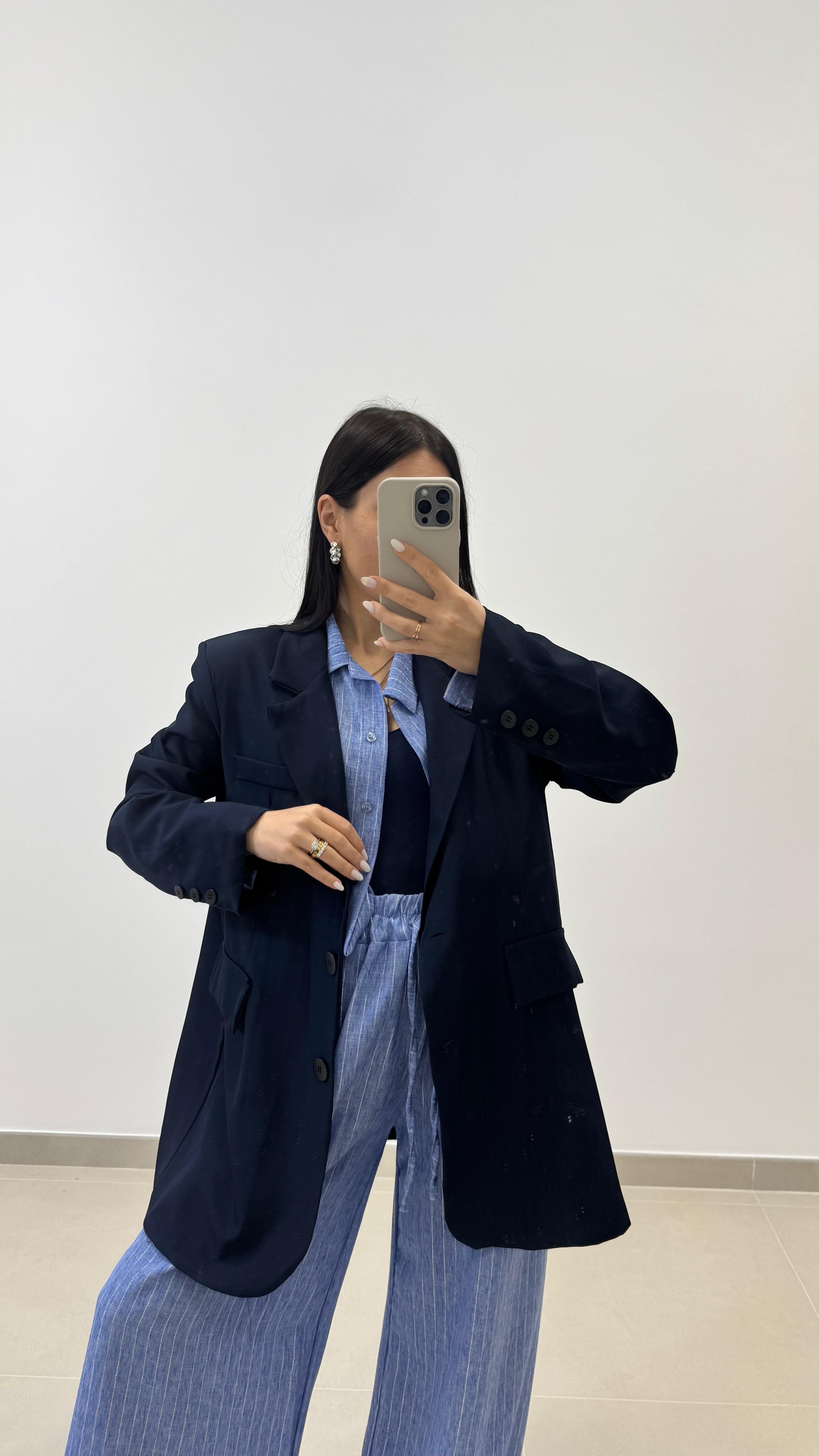 Giacca Oversize Blu Notte