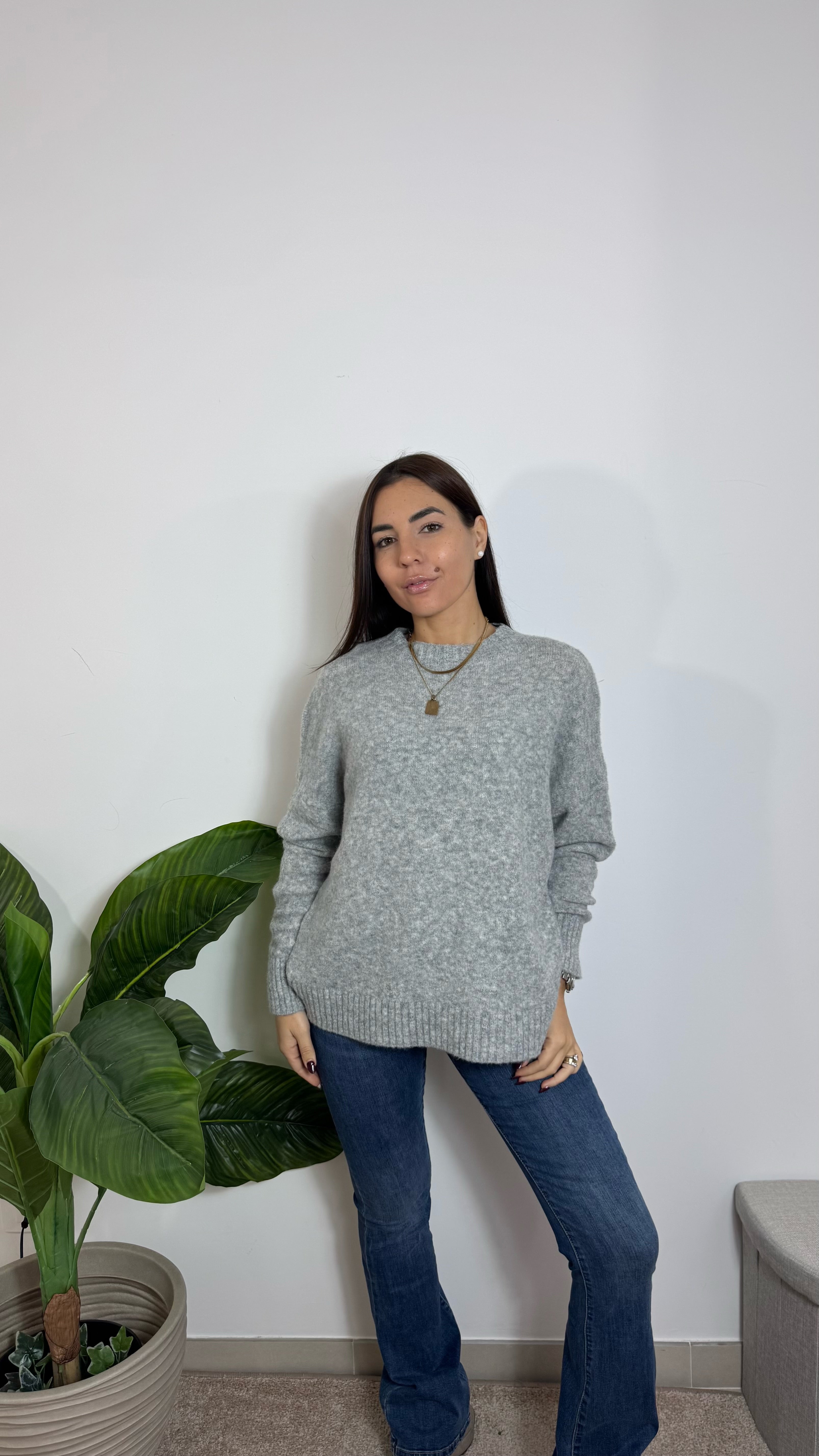 Pull Morbidissimo Girocollo Grigio Perla