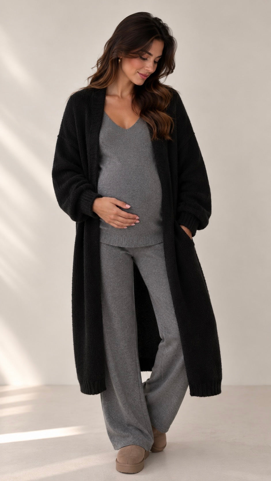 Long Soft Cardigan Nero