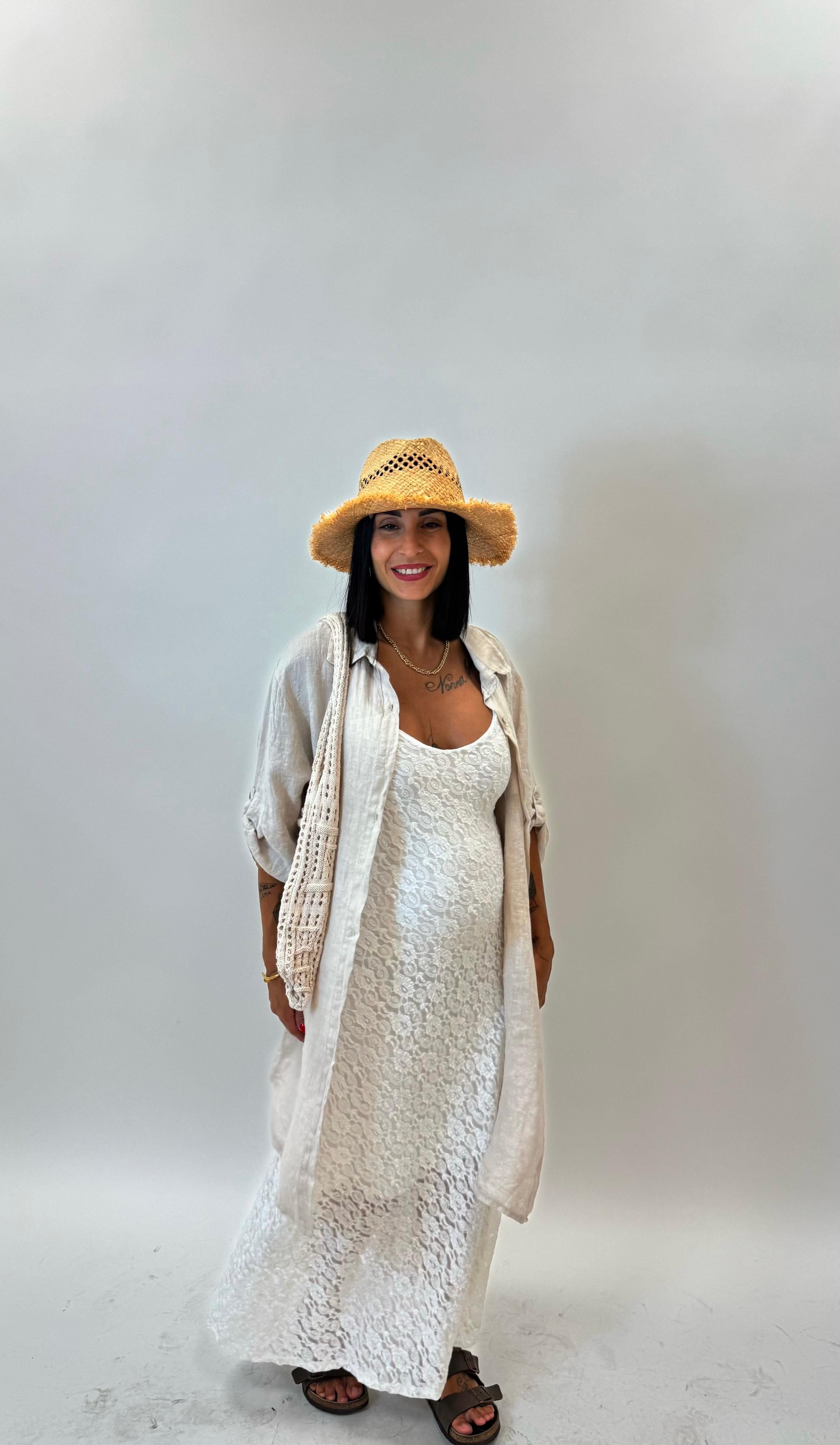 Camiciona Oversize Lino Ecru