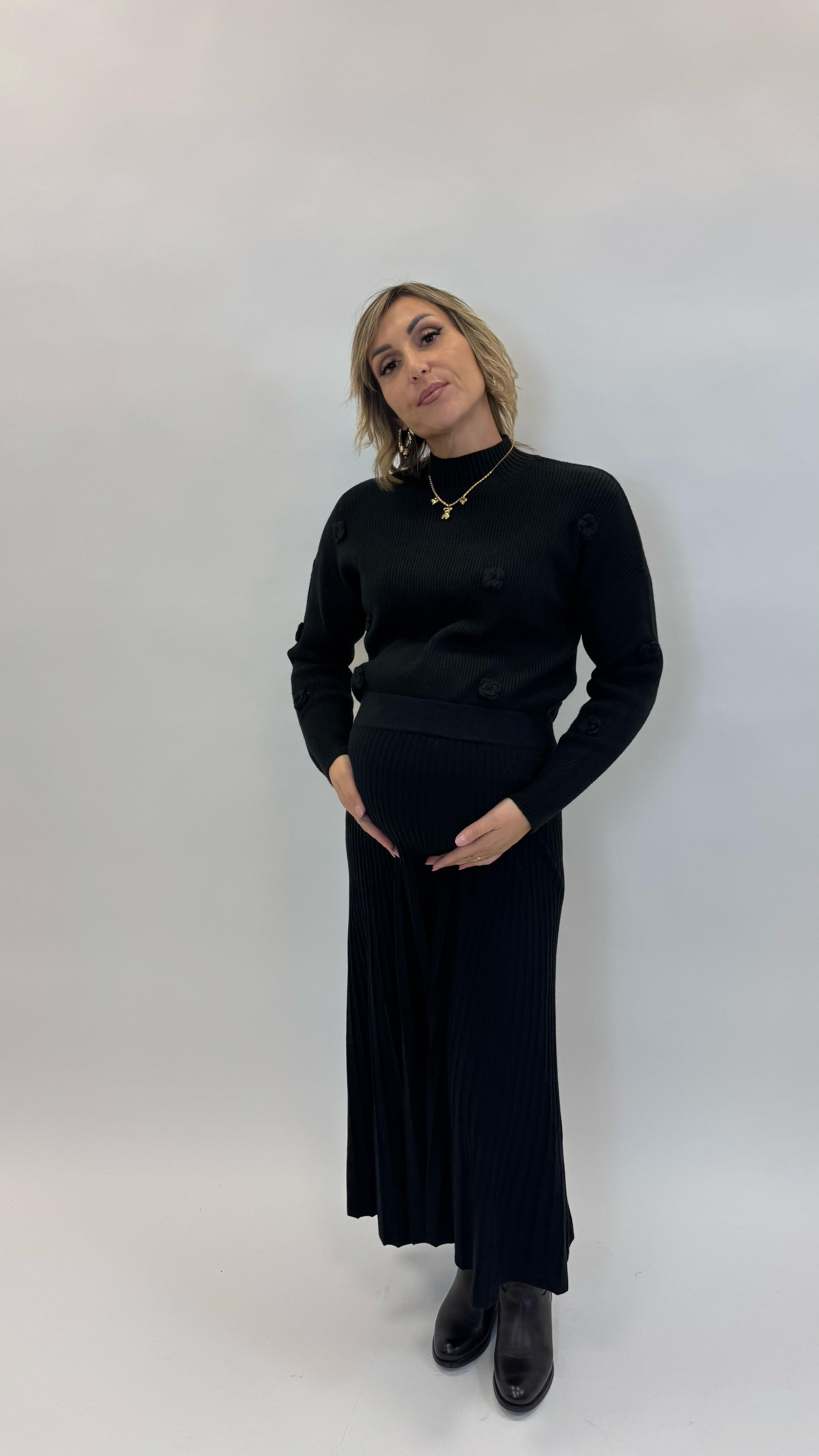 Longuette Maglina Plissé Nera