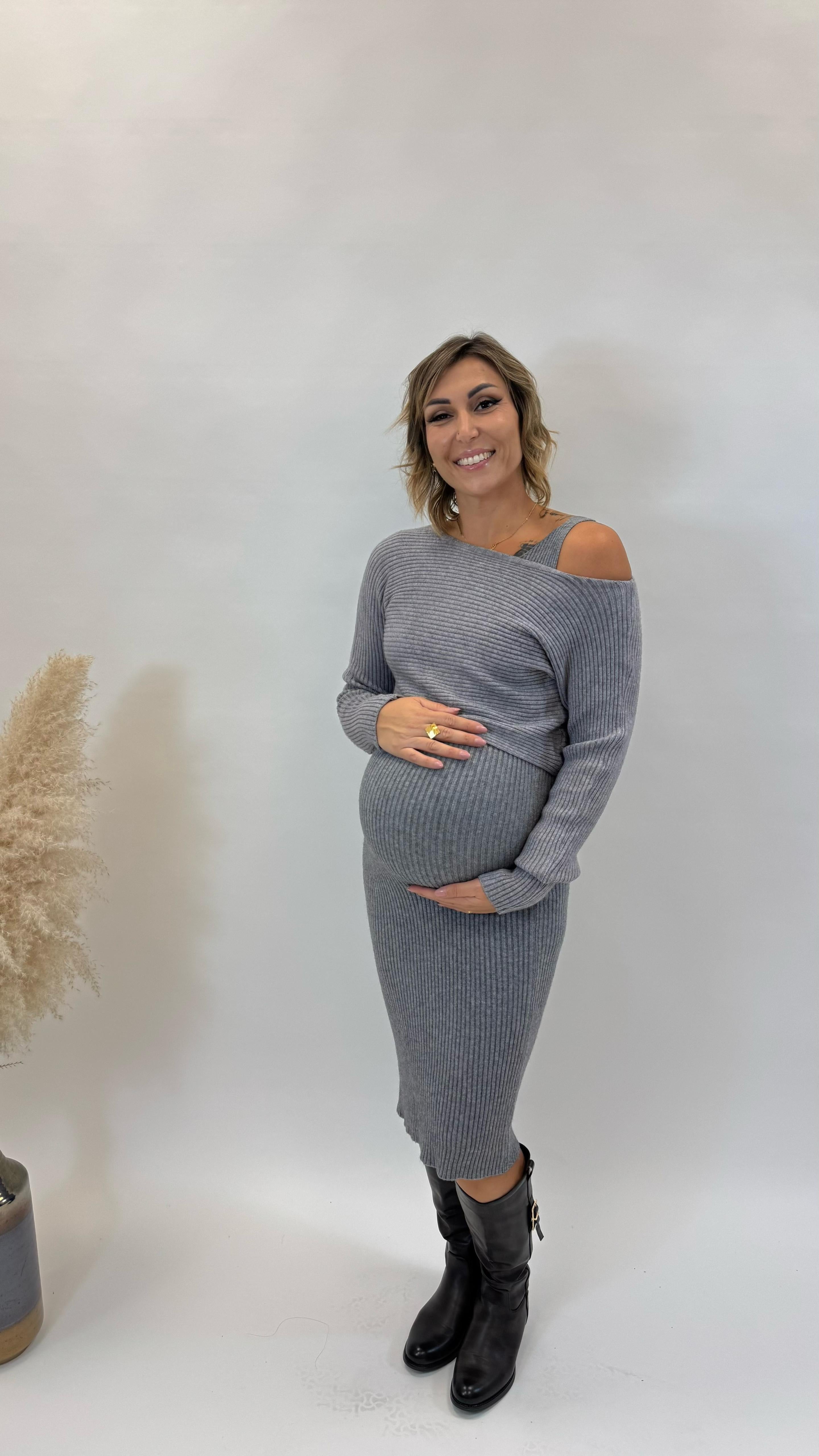 Abito Due Pezzi Grigio Perla