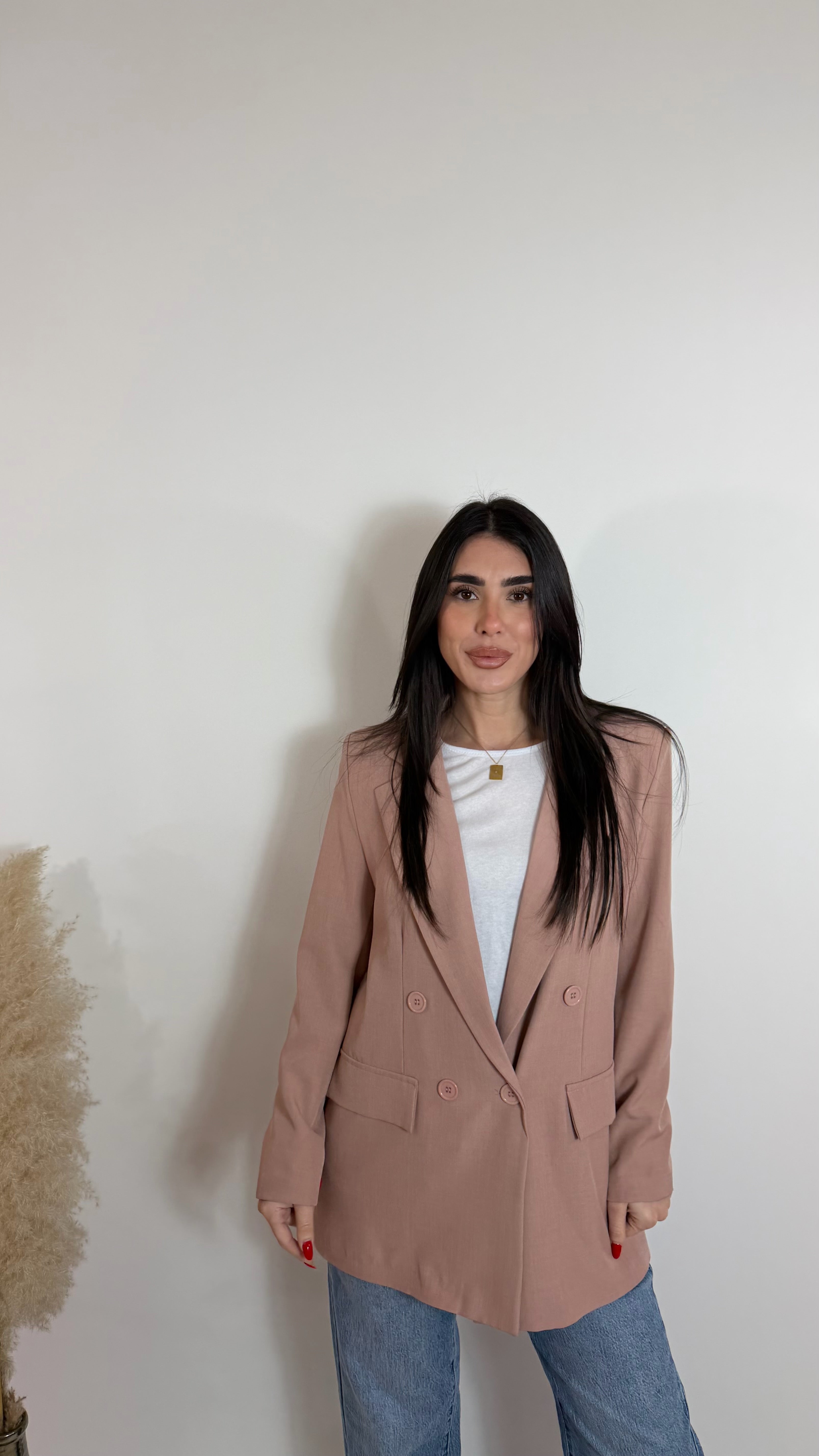 Giacca Doppiopetto Rosa Cipria