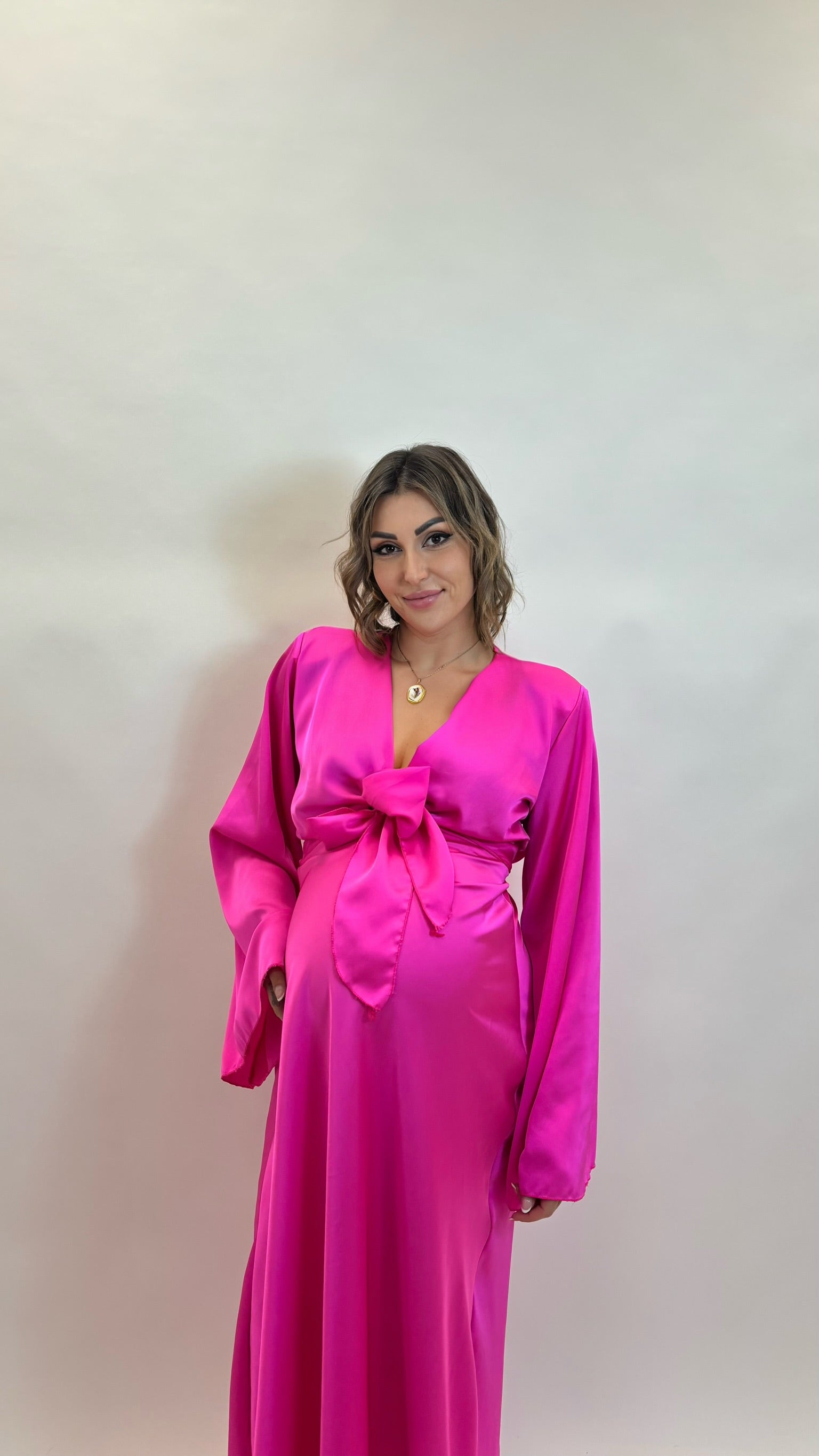 Set Silk Top & Skirt Pink