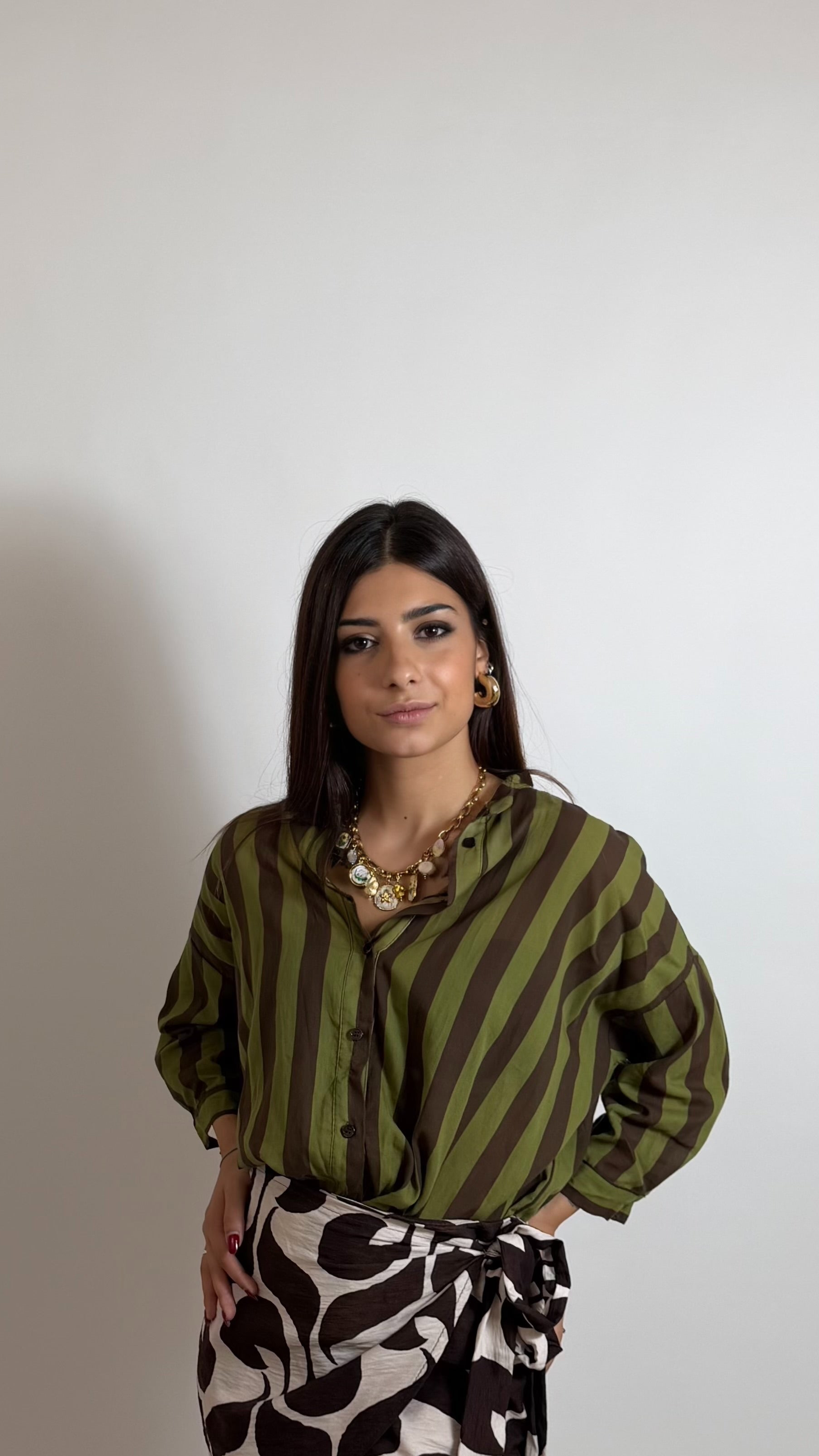 Camicia Soft Stripe Verde/Choco