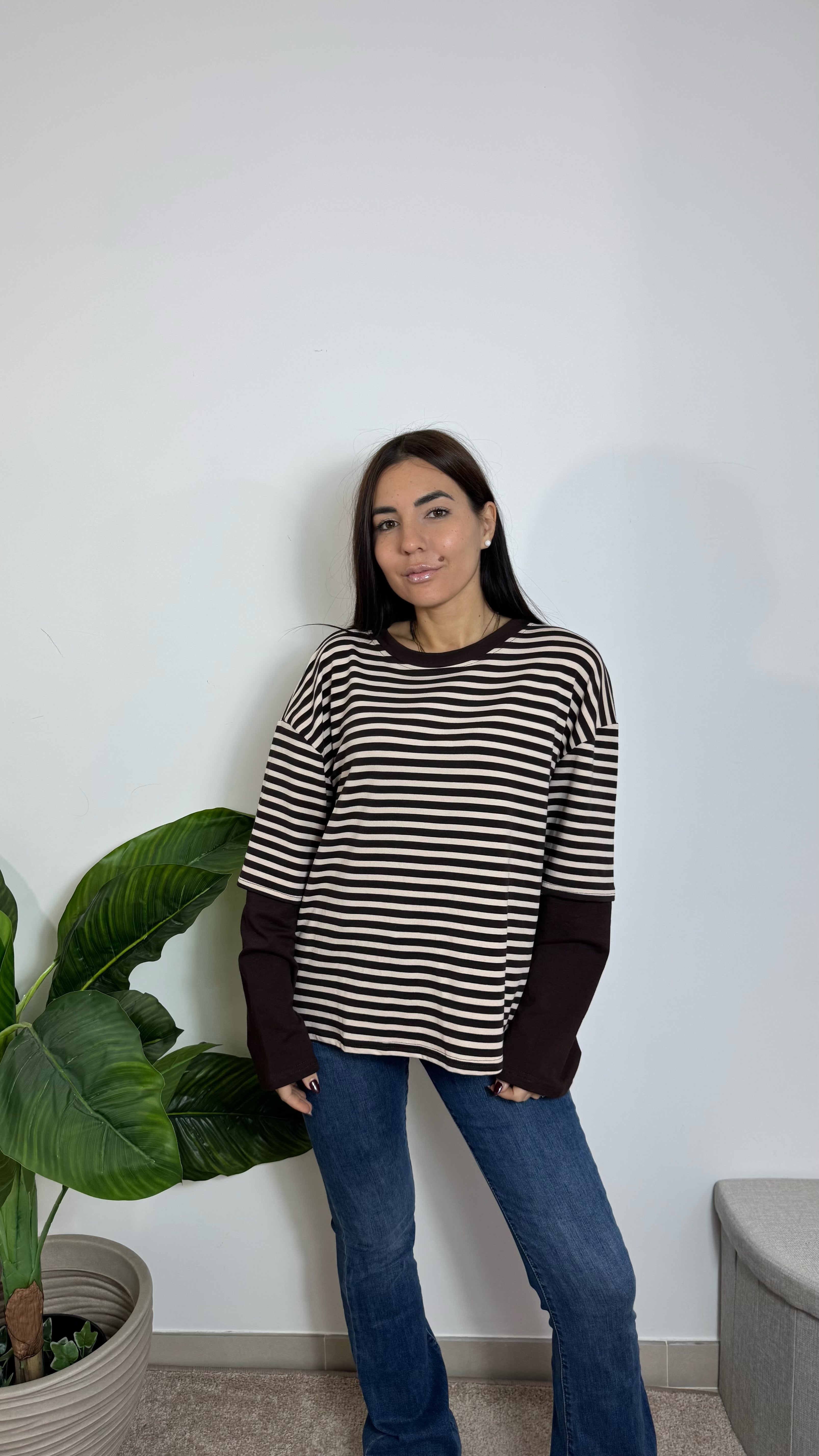 Maglia Stripes Manicotti Choco